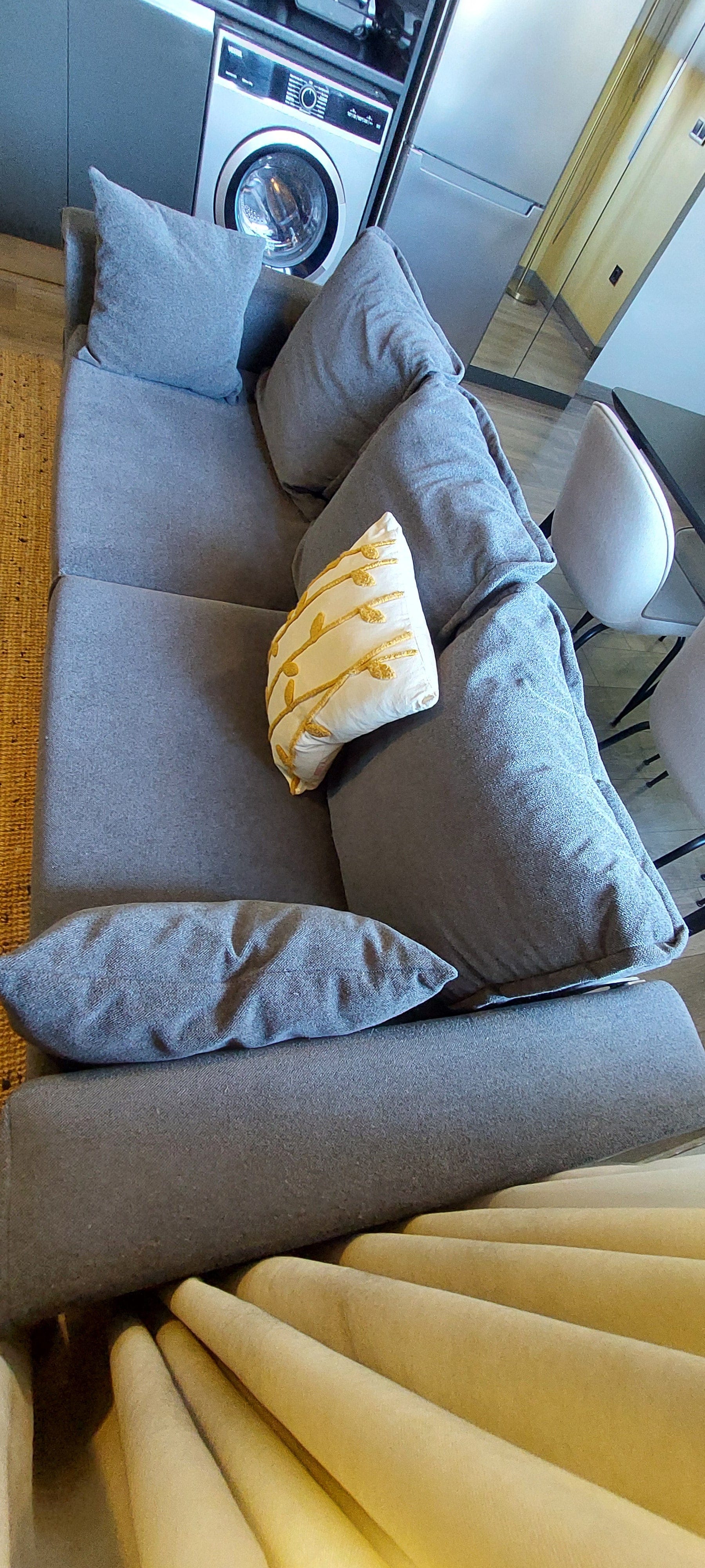 Neomi Wood Three Seater Sofa 11428