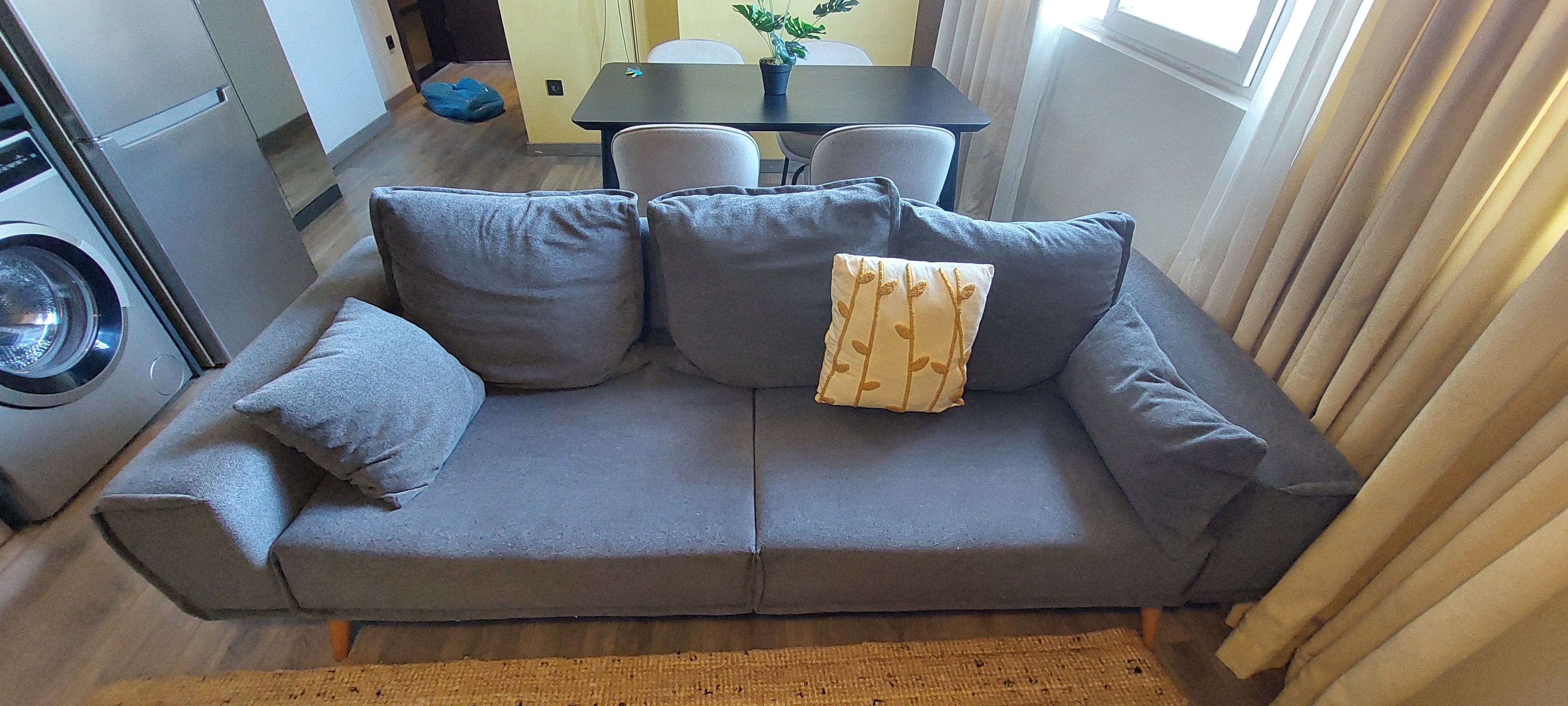 Neomi Wood Three Seater Sofa 11428