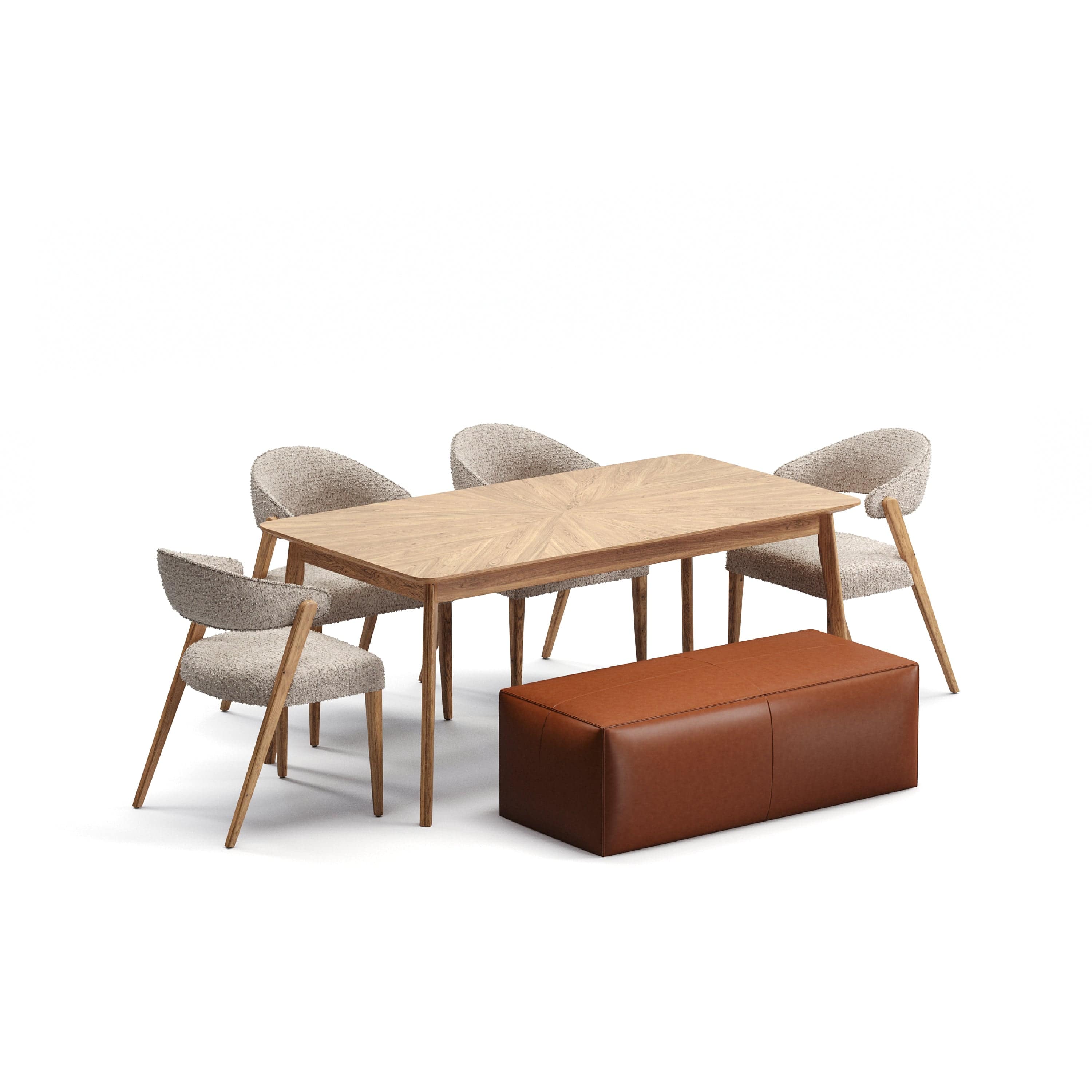 Norge Meşe Yemek Masası 90x170 6 Kişilik