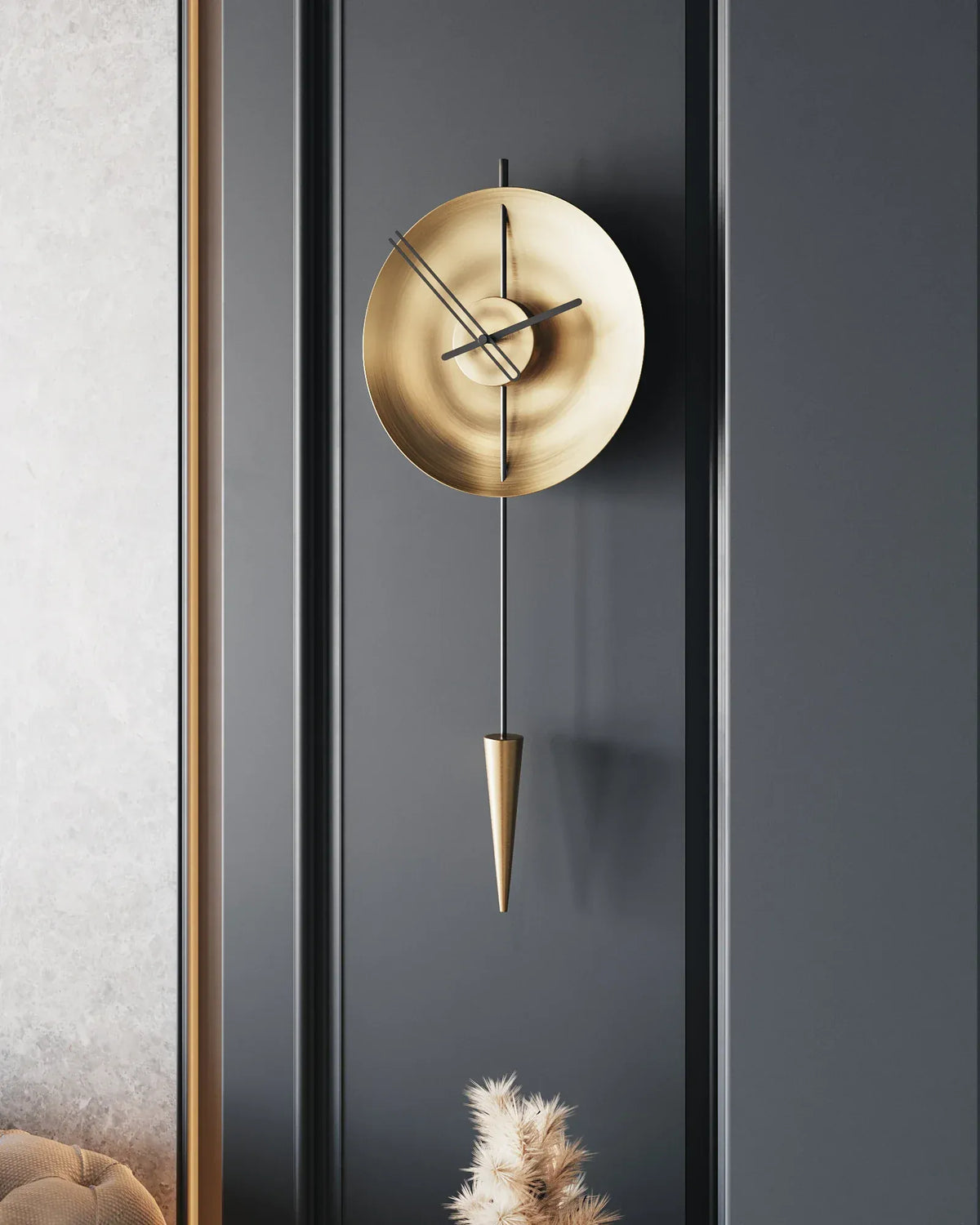 orbit duvar saati ahşap antik gold