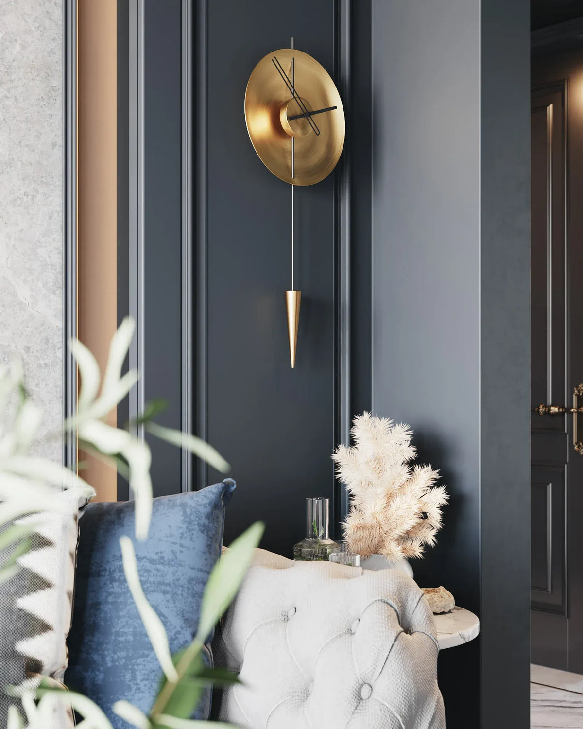 orbit duvar saati ahşap antik gold