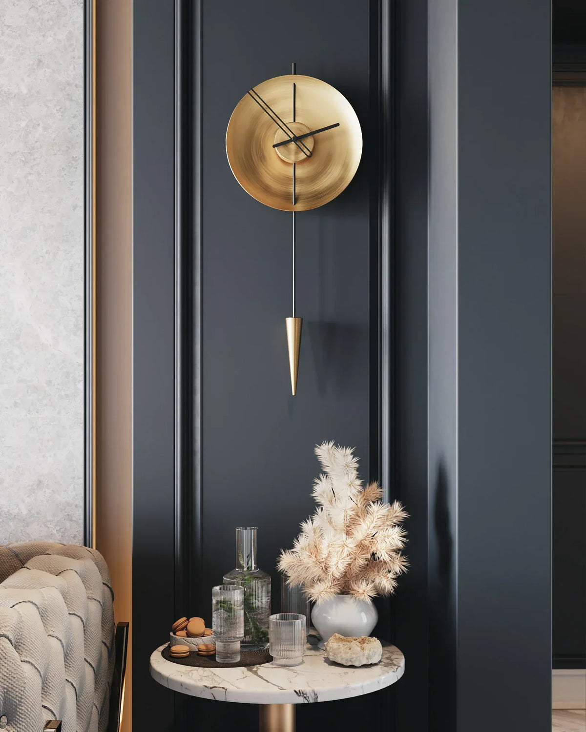 orbit ahşap duvar saati antik gold