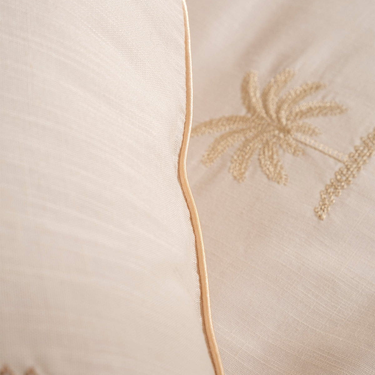 Palm Bej Çift Kişilk Nakışlı Keten Nevresim Takımı 2503