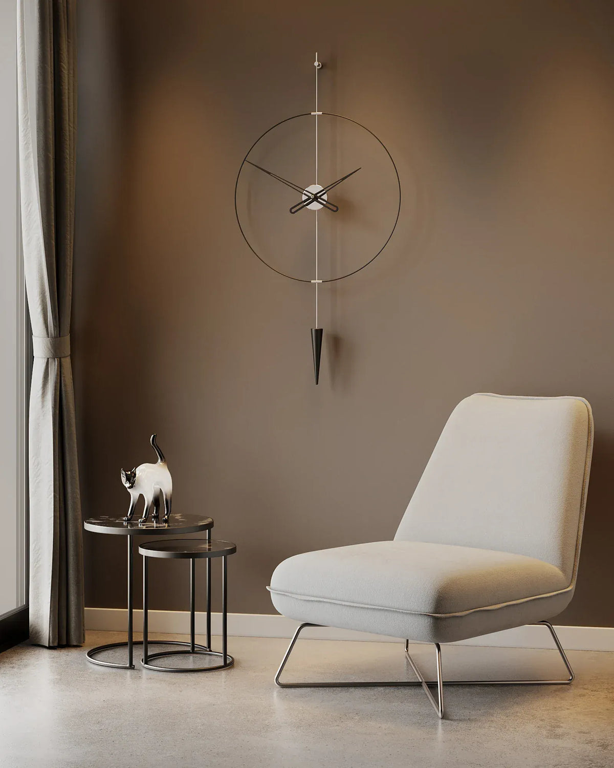 pendulum plus sarkaçlı gümüş renk duvar saati 60 cm