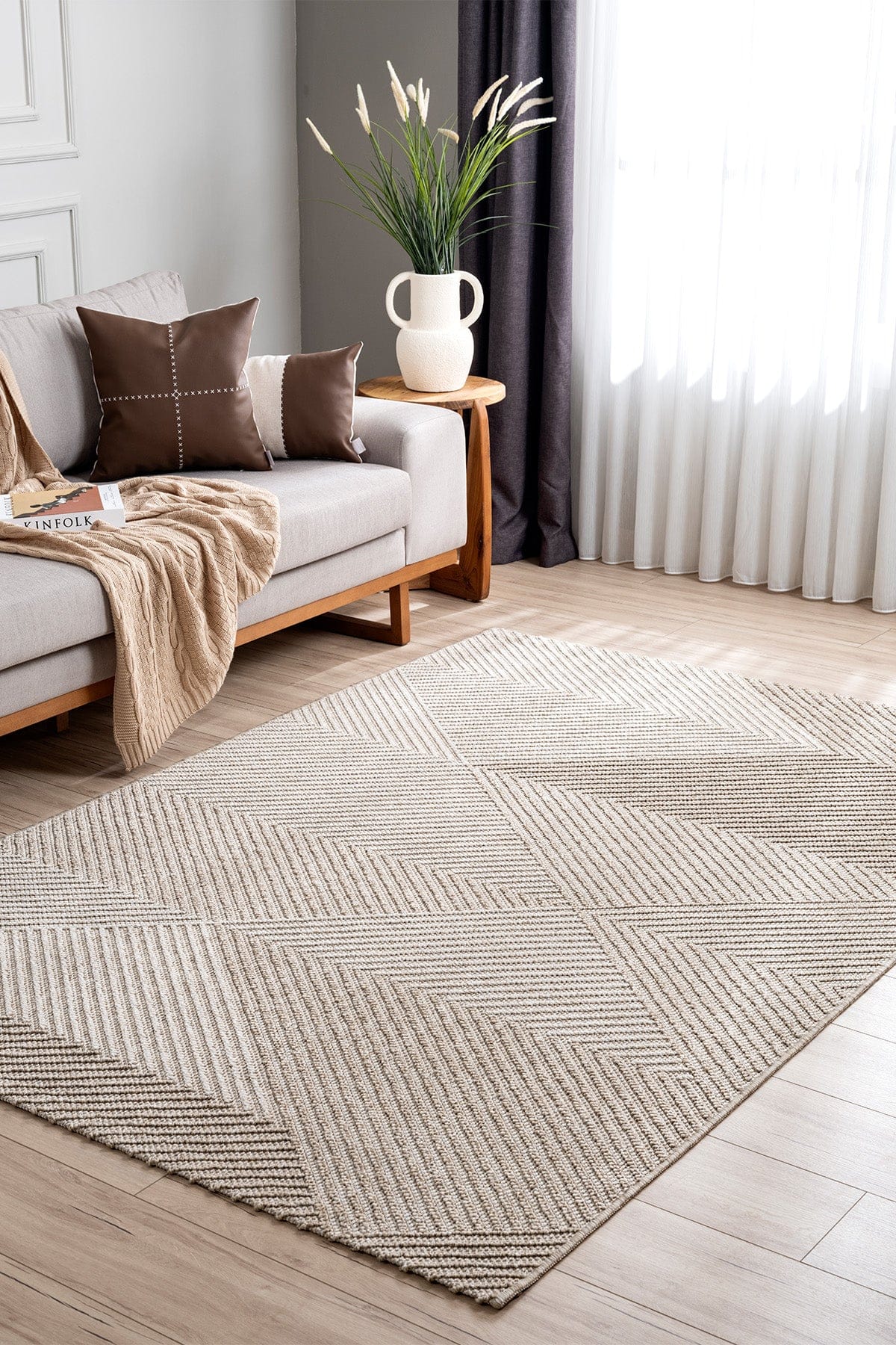 Retro Cream Beige Dust-Free Rug 19270A