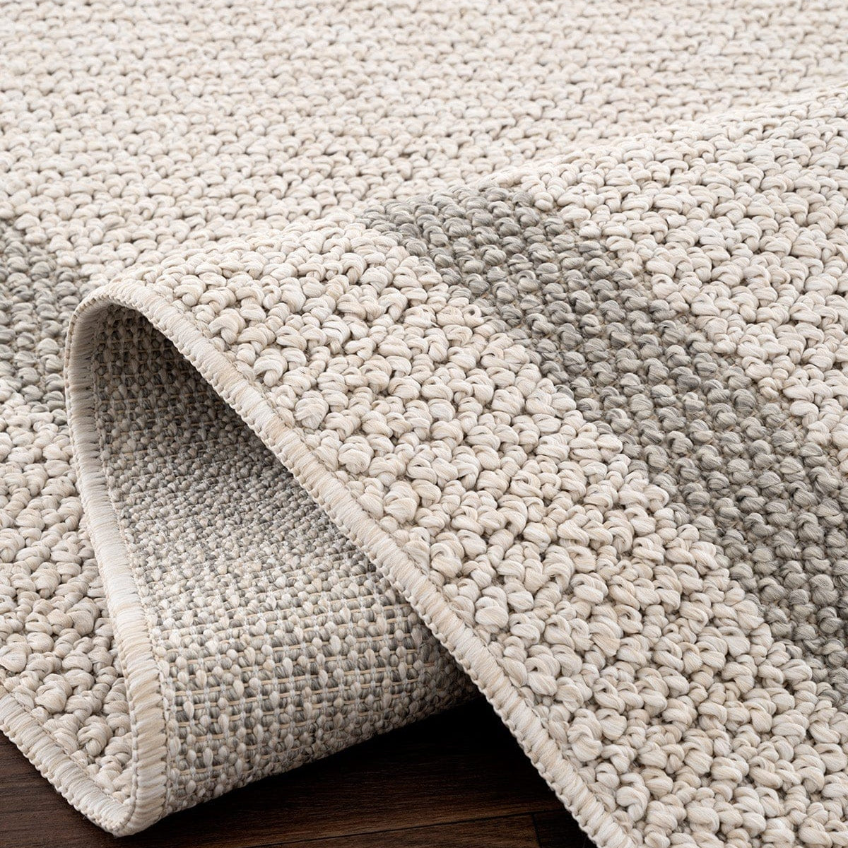 Retro Plain Cream Gray Bordered Rug A3234A