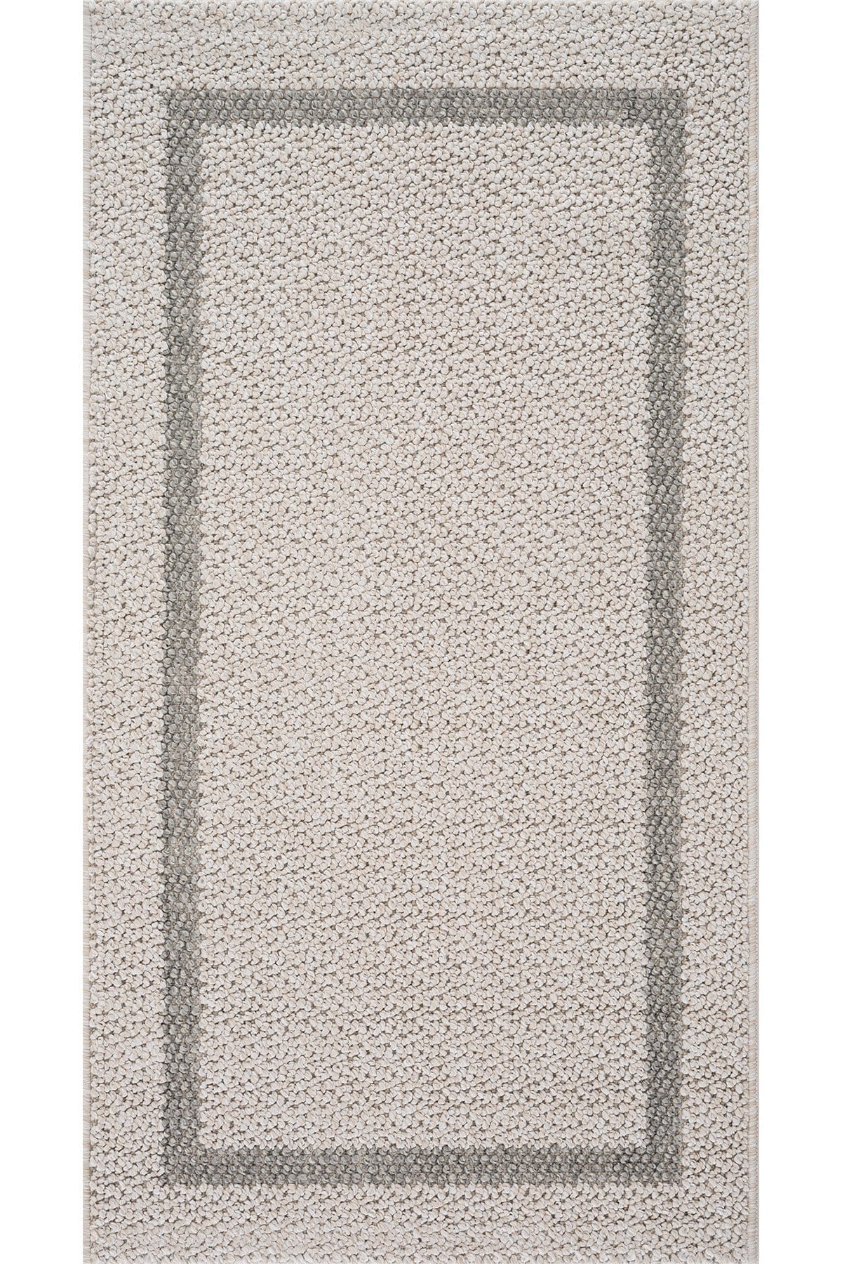 Retro Plain Krem Gri Bordürlü Yolluk A3234Y