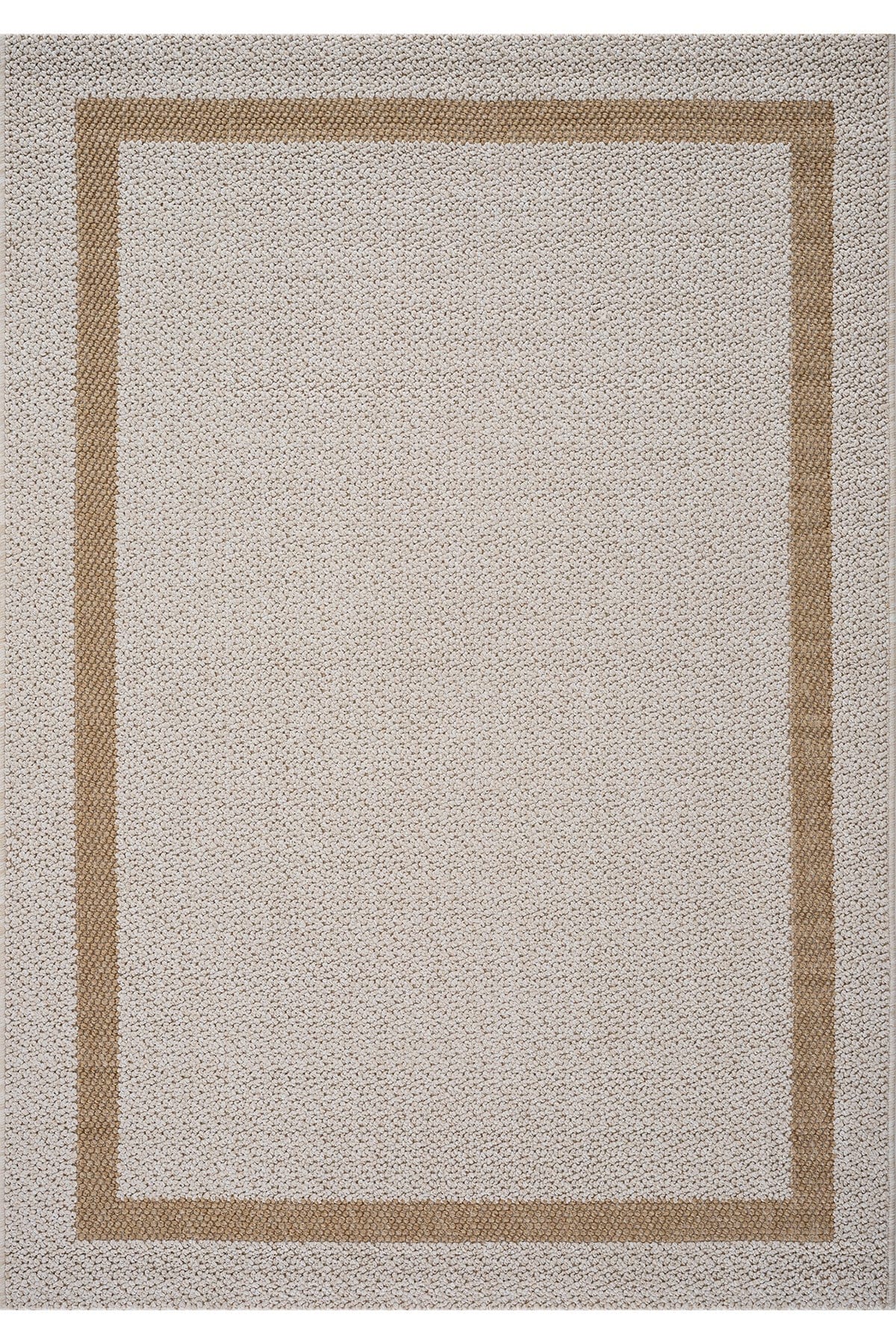 Retro Plain Cream Natural Bordered Rug A3234A