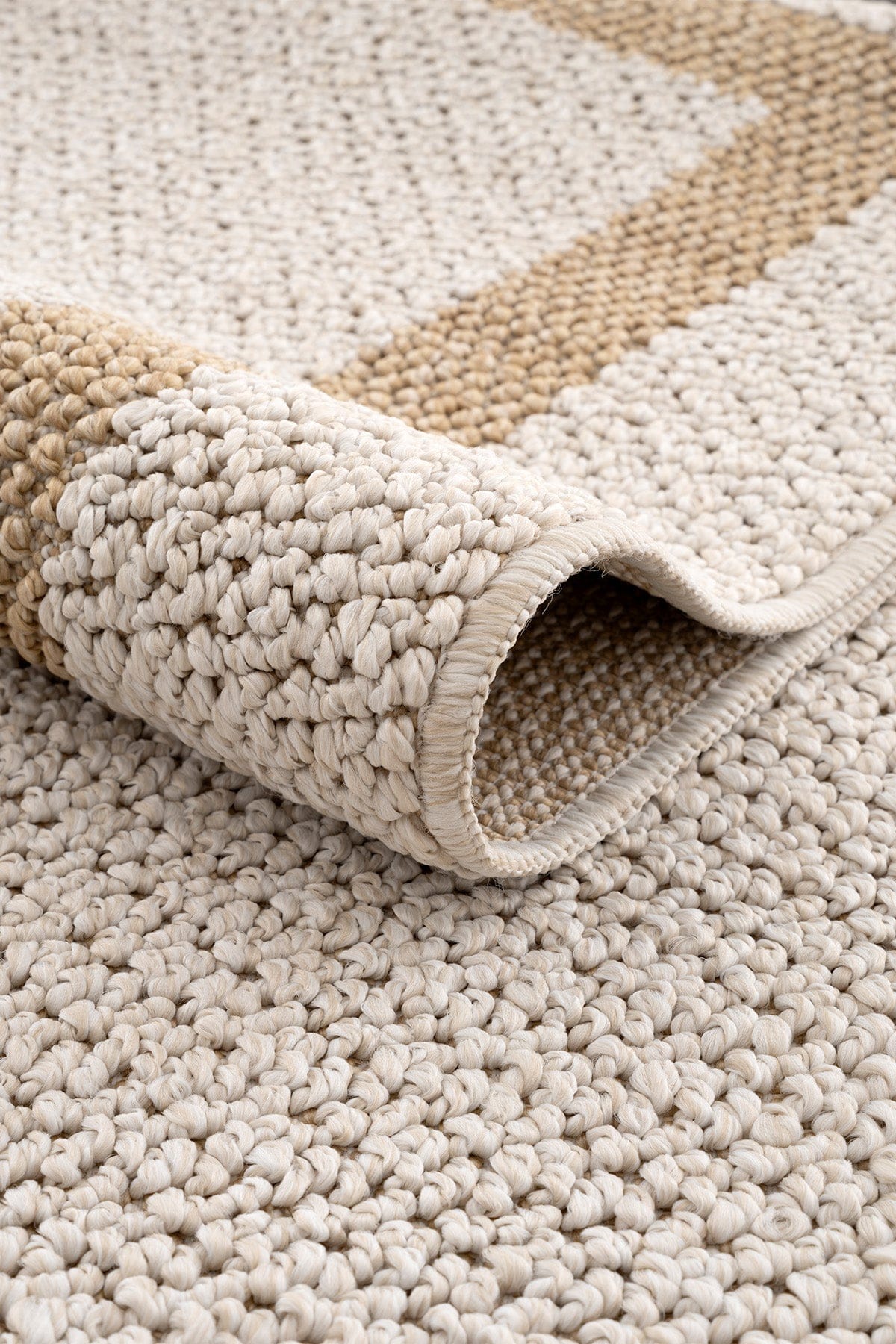 Retro Plain Cream Natural Bordered Rug A3234A