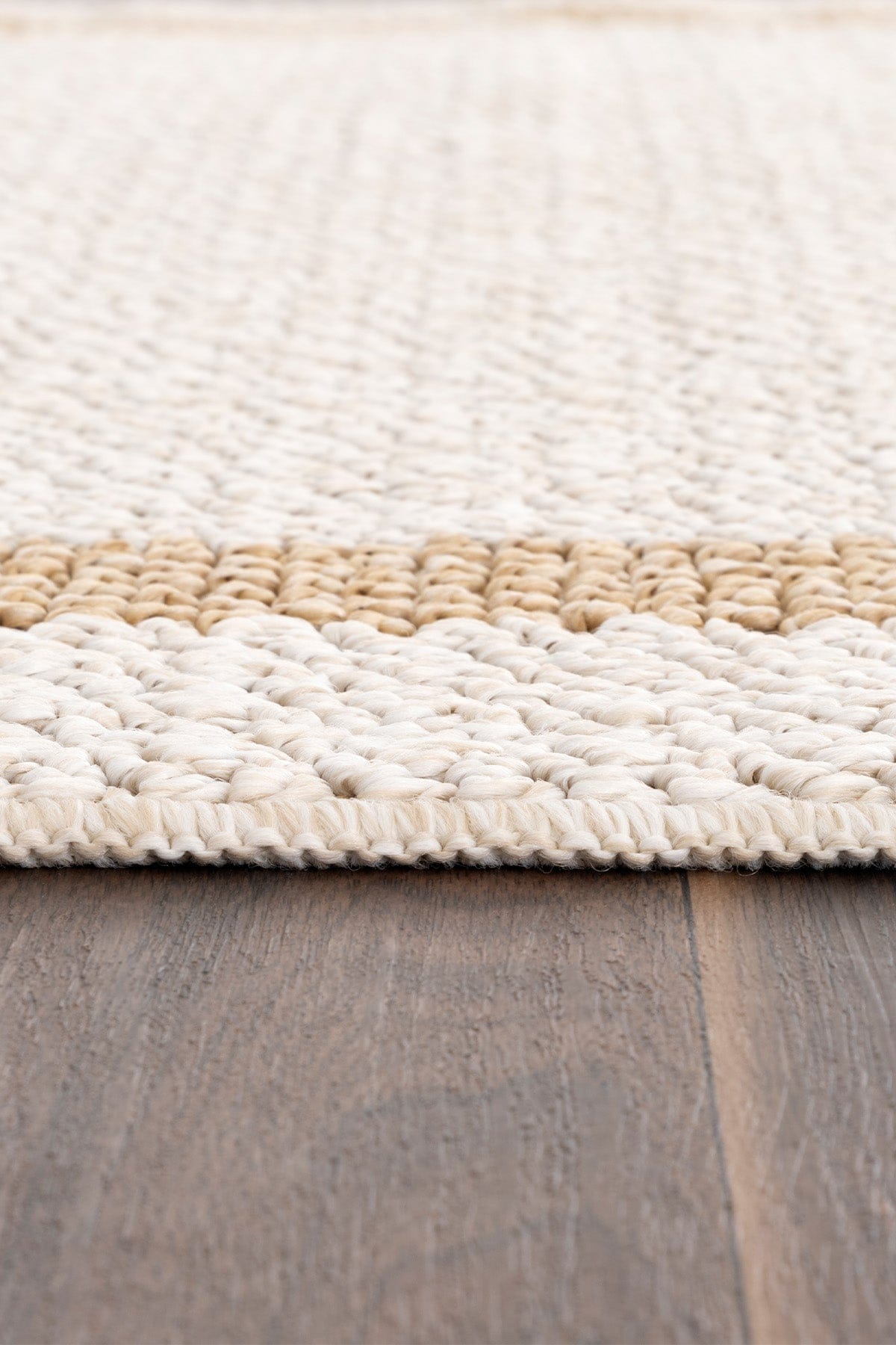 Retro Plain Cream Natural Bordered Rug A3234A