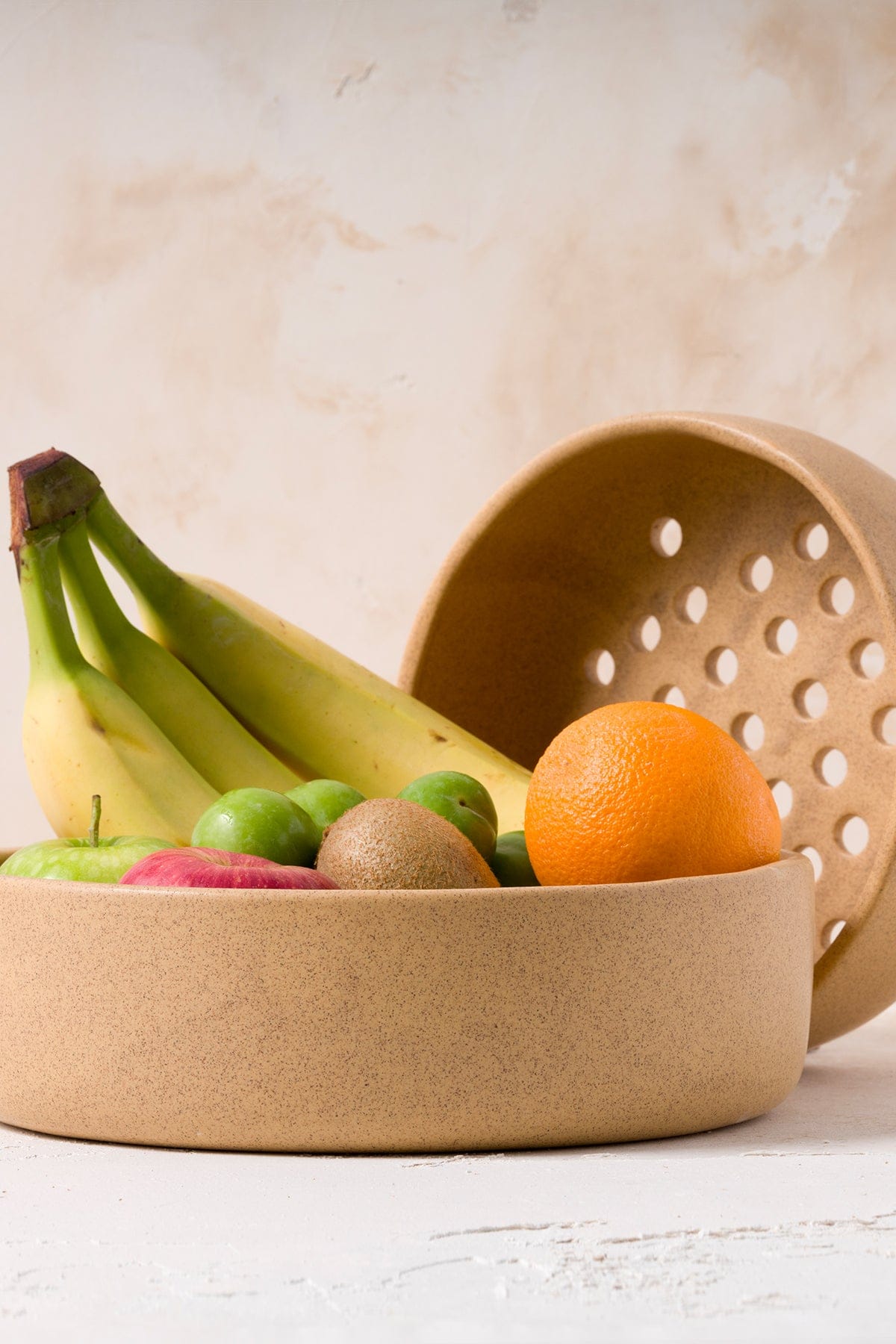 Sateen Beige Large Handmade Decorative Strainer 8603