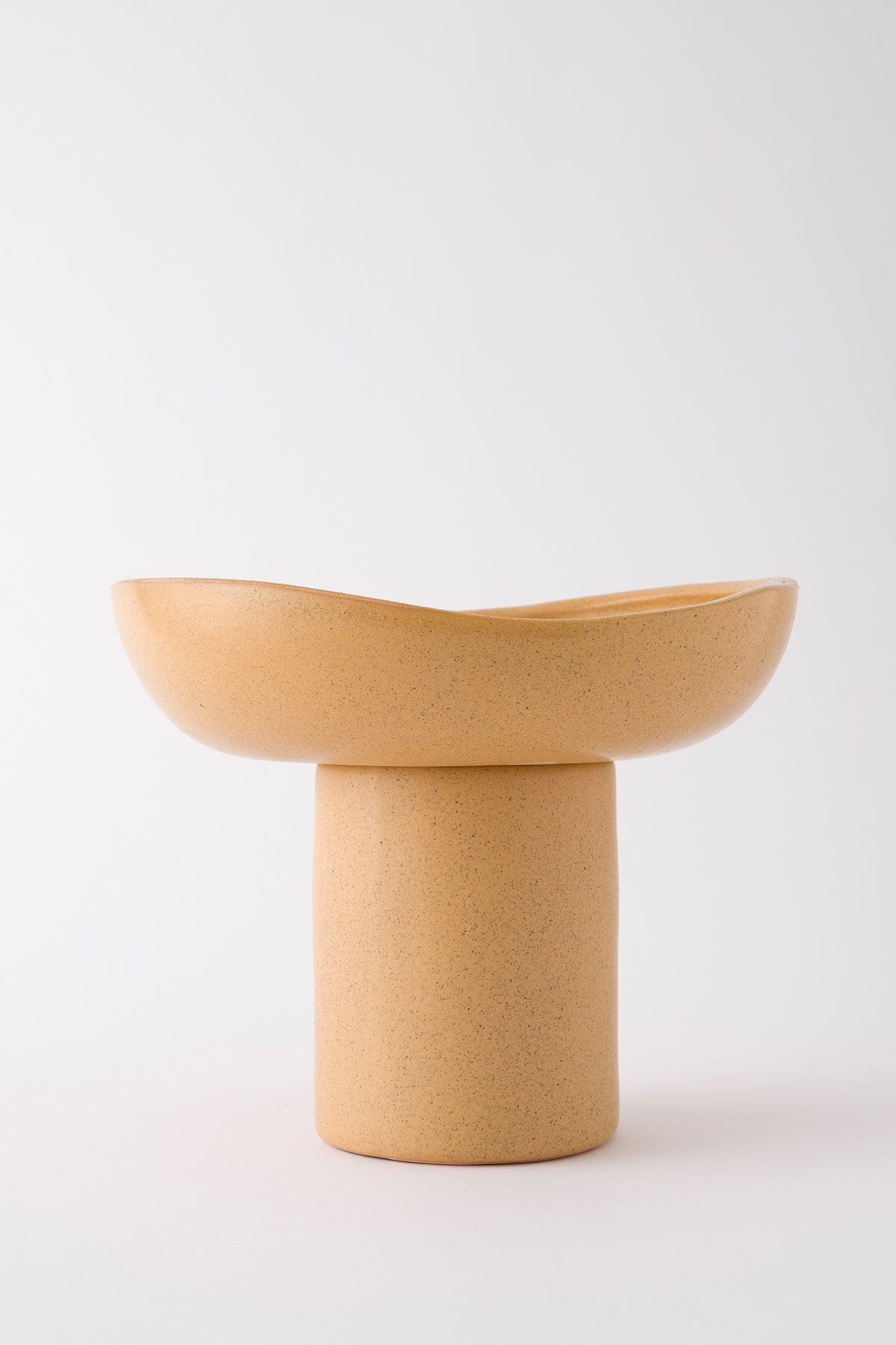 Handmade Large Serving Bowl with Sateen Matte Beige Foot 8615