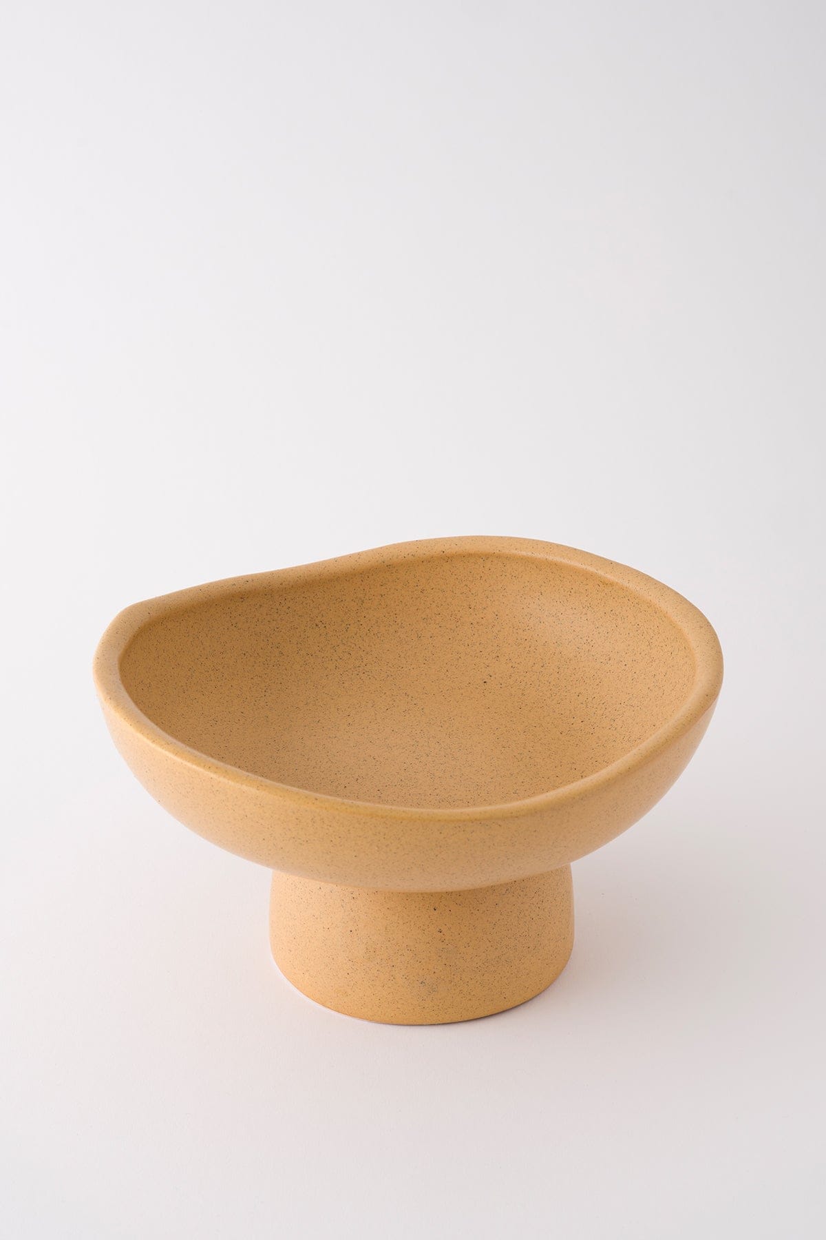 Handmade Small Serving Bowl with Satin Matte Beige Foot 8613