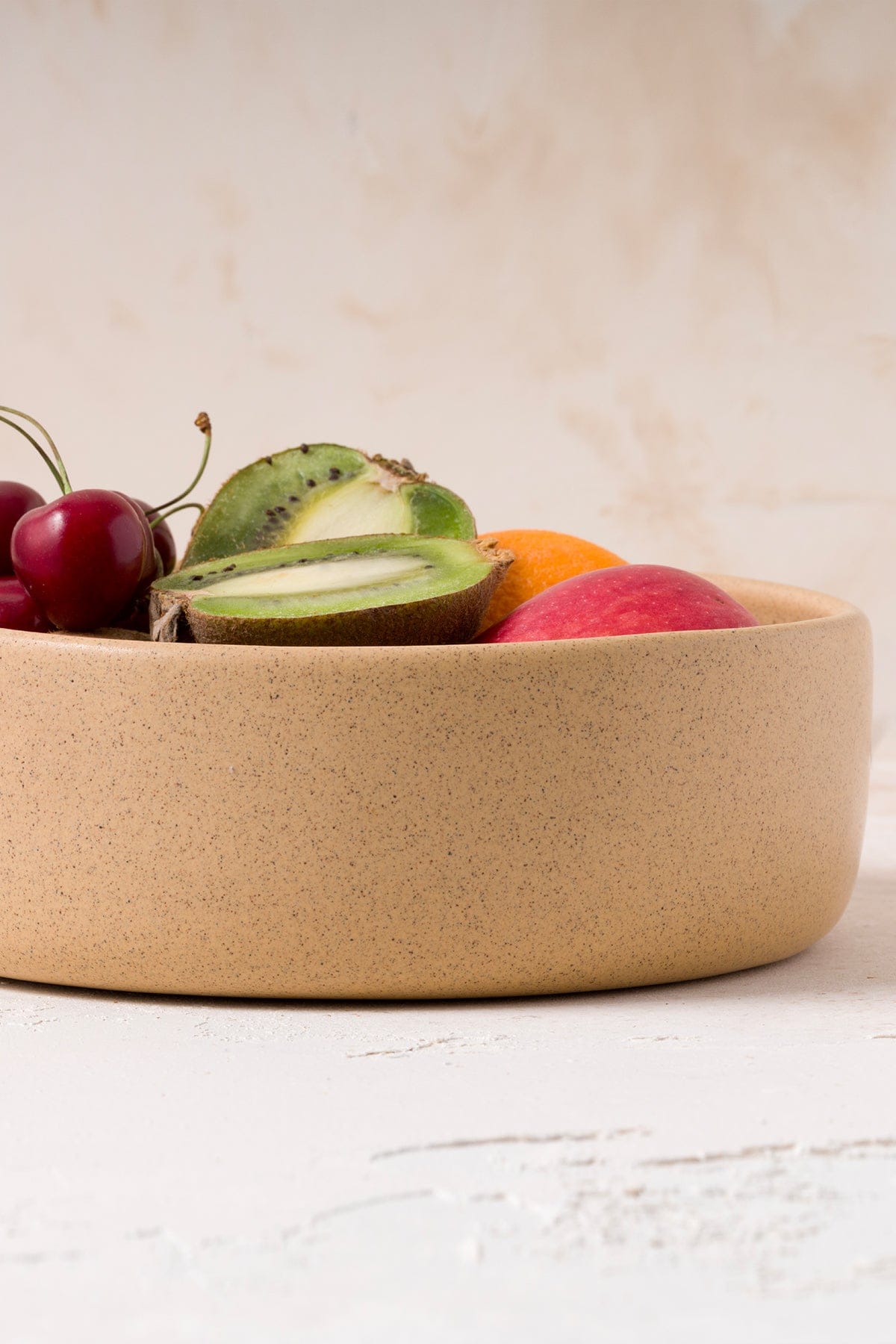 Satin Matte Beige Mottled Handmade Serving Bowl 8620