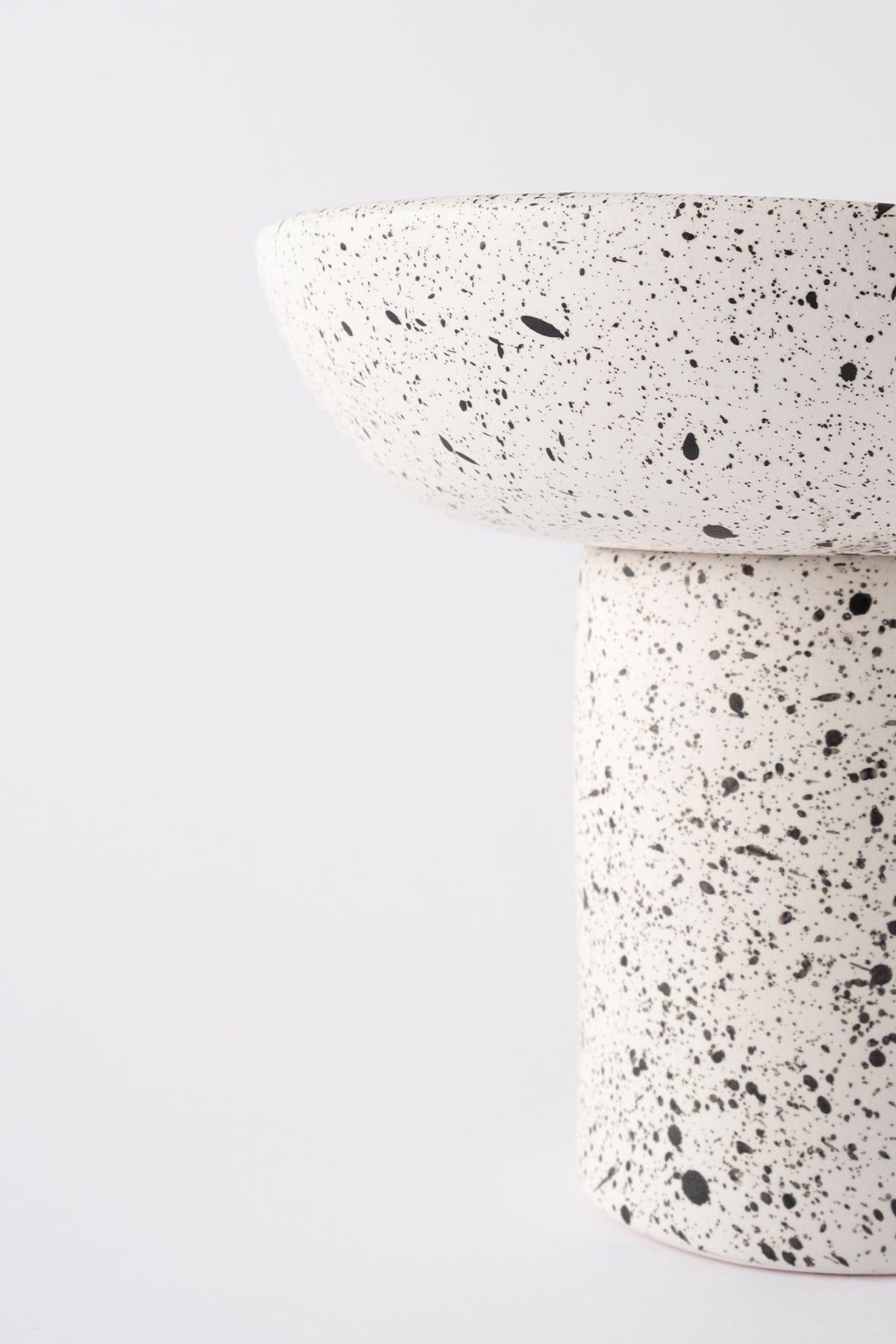 Sateen Matte White Speckled Pedestal Handmade Large Serving Bowl 8616