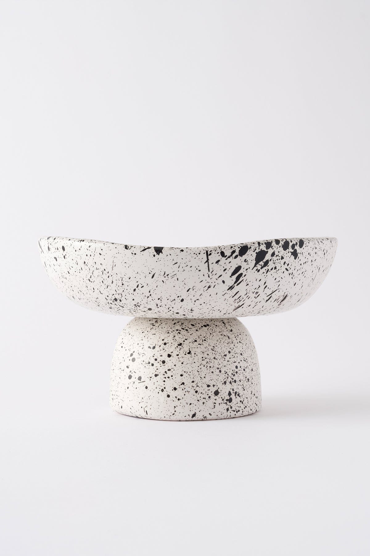 Handmade Small Serving Bowl with Speckled White Sateen Matte Foot 8614