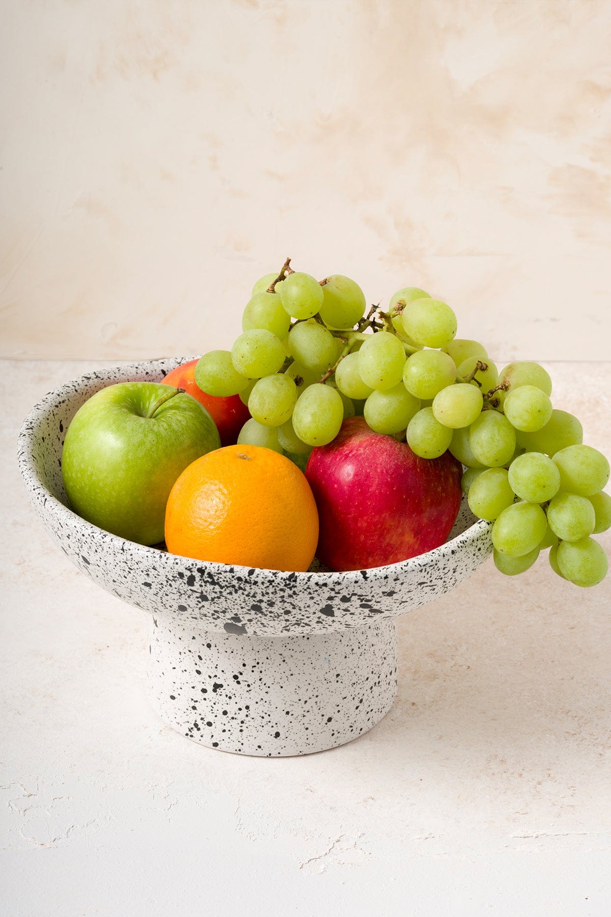 Handmade Small Serving Bowl with Speckled White Sateen Matte Foot 8614
