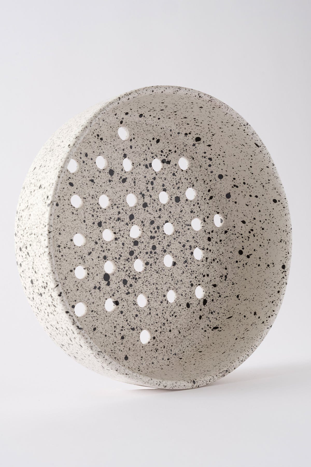 Sateen Matte White Speckled Large Handmade Decorative Sieve 8604