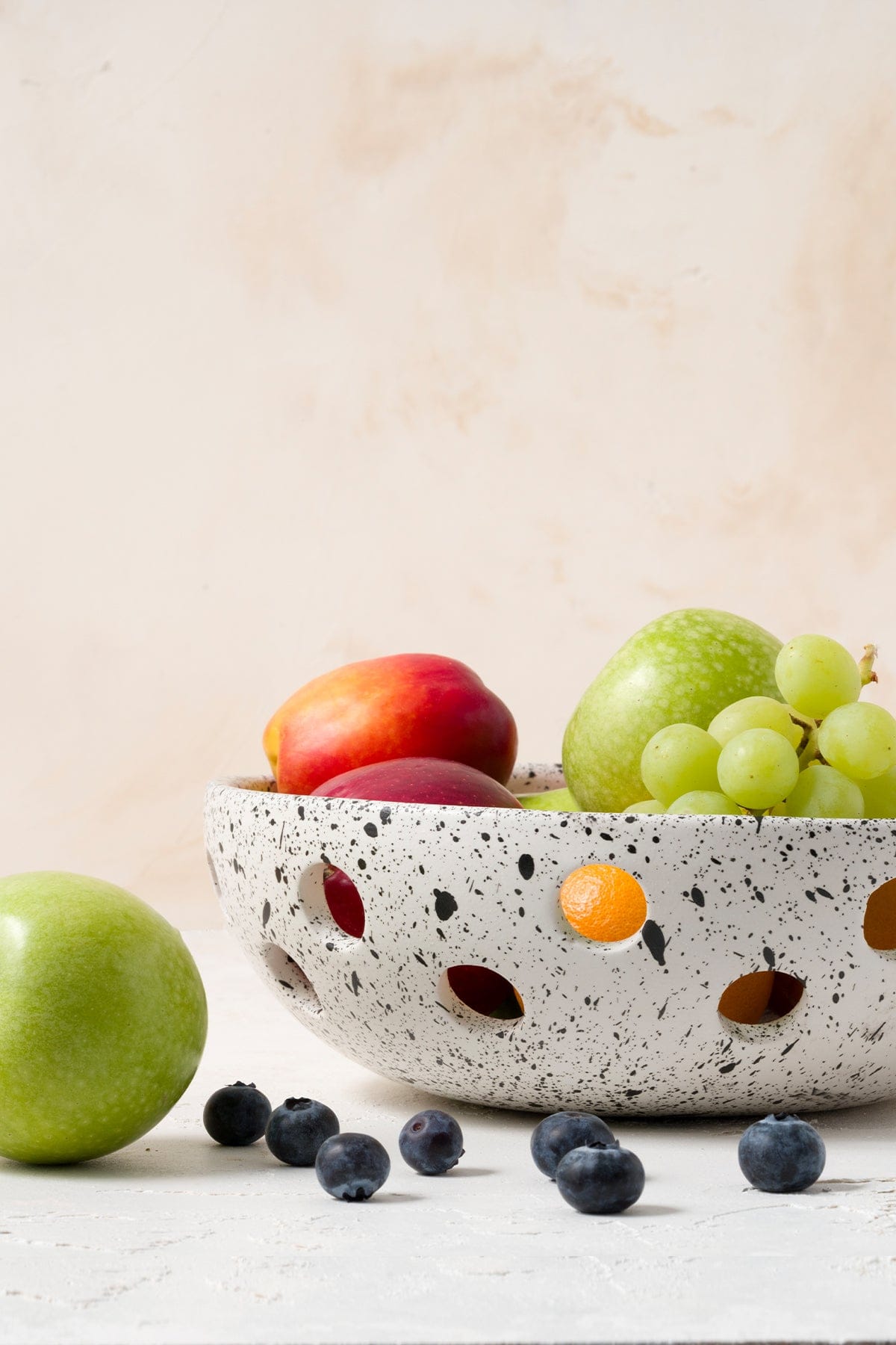 Sateen Mat Beyaz Kırçıllı El Yapımı Oval Büyük Kase 8608