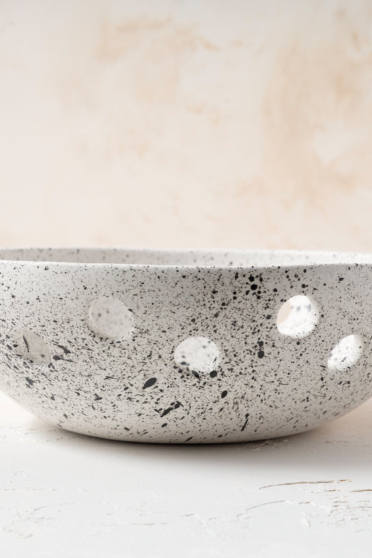 Sateen Matte White Speckled Handmade Oval Large Bowl 8608
