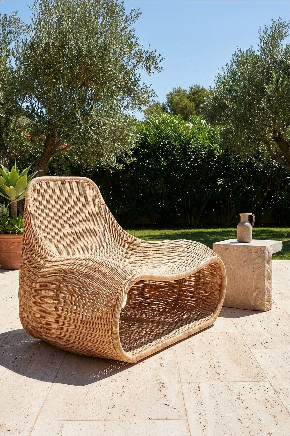 Savia Wrought Iron and Rattan Weave Custom Form Armchair 10113