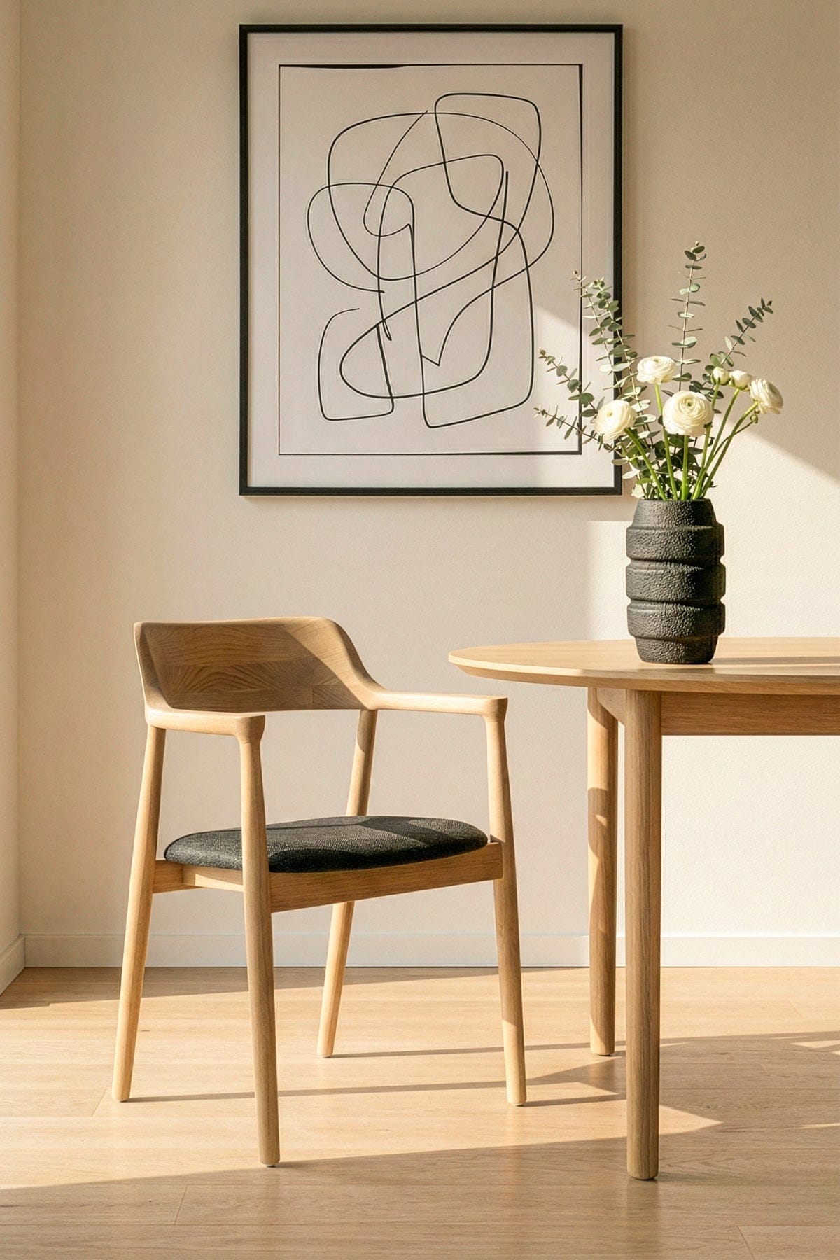 Savia Black Cushioned Natural Wood Chair 10112