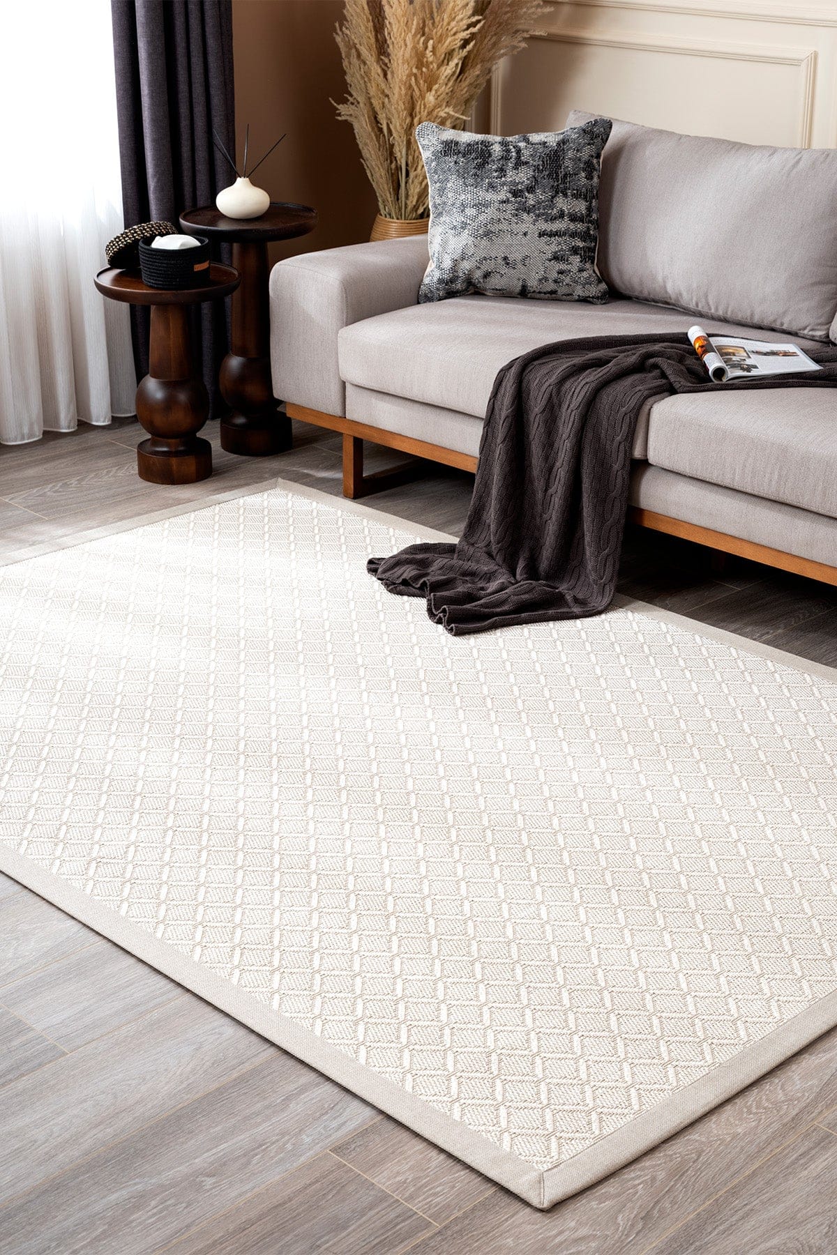 Sisalo Bordure Krem Sisal Halı Krem Bordür B3422A