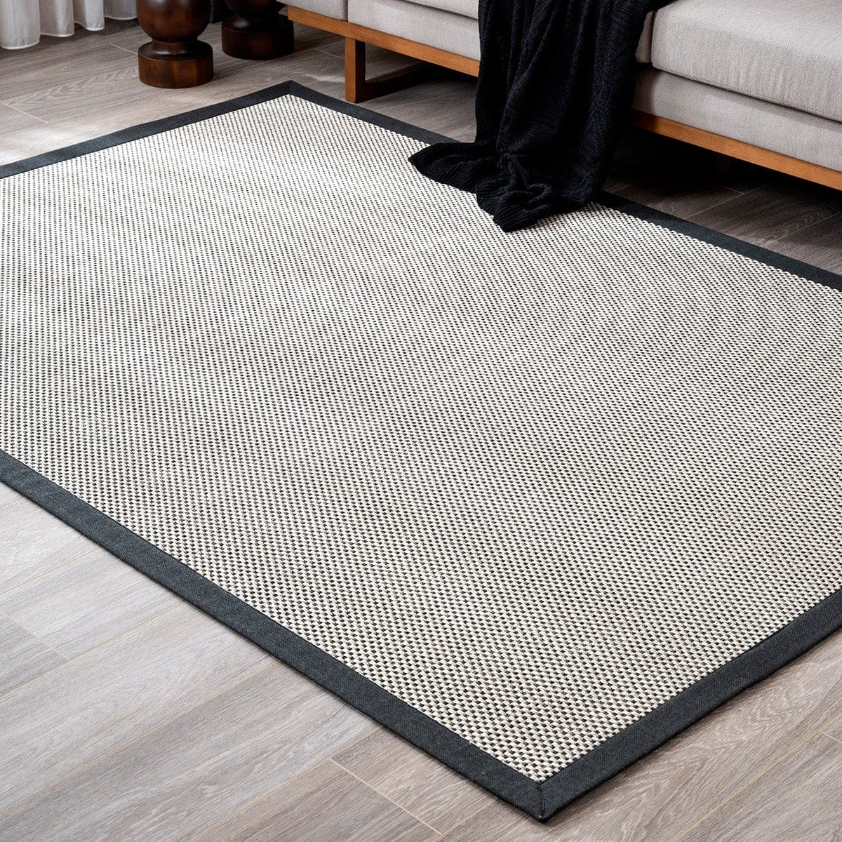 Sisalo Border Cream Black Sisal Rug Black Border B3417E
