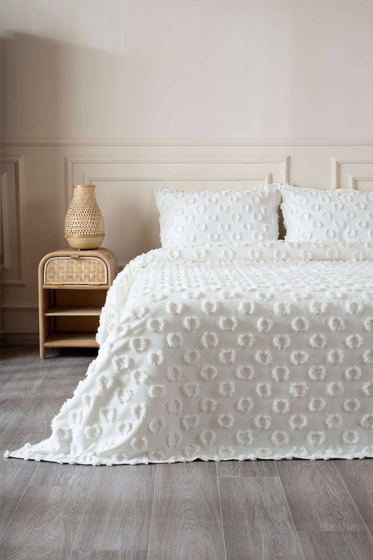 Sitra Cream Double Tasseled Bedspread 230x250 2 Pillowcases 50x70 5031