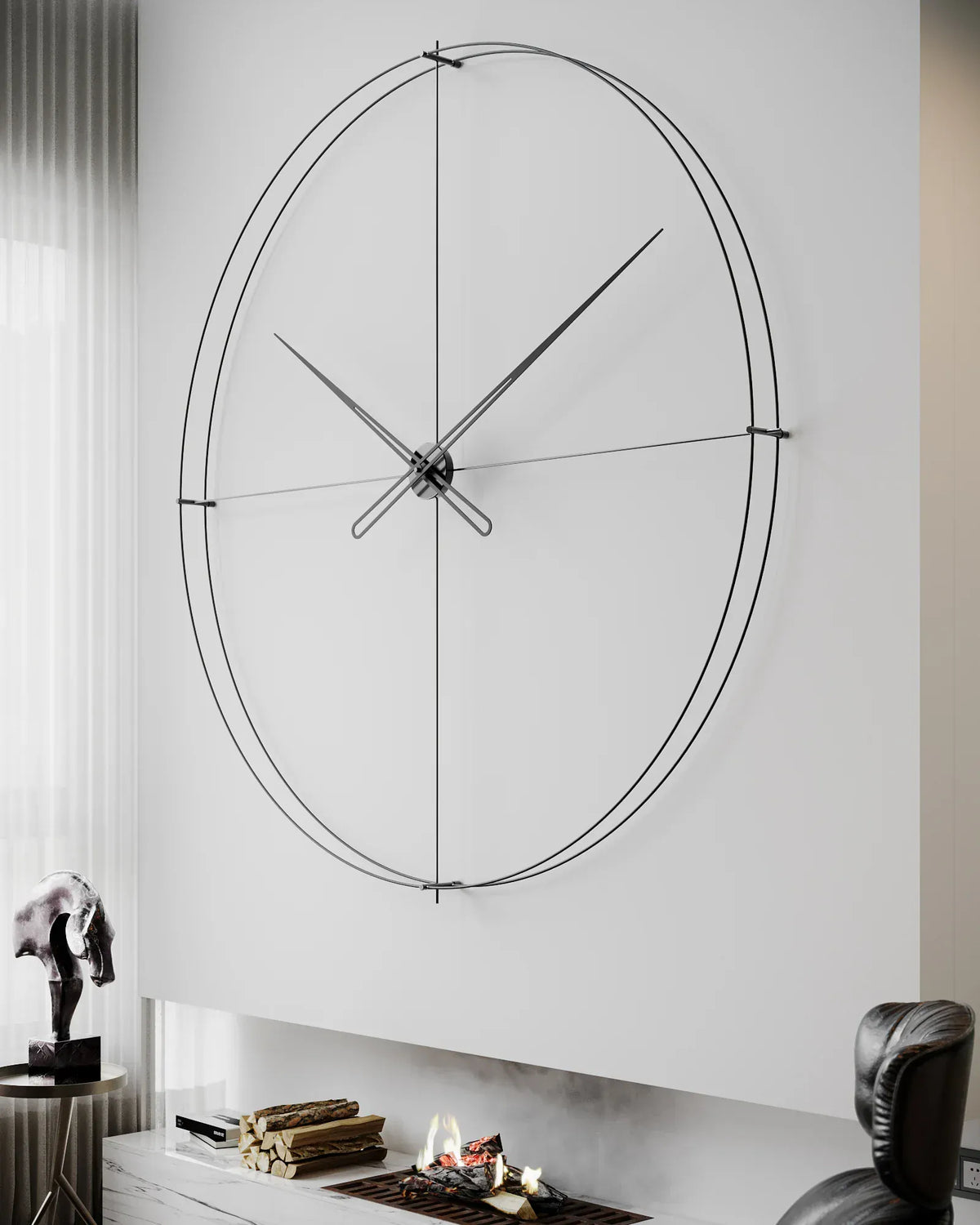 timeless large devasa duvar saati siyah