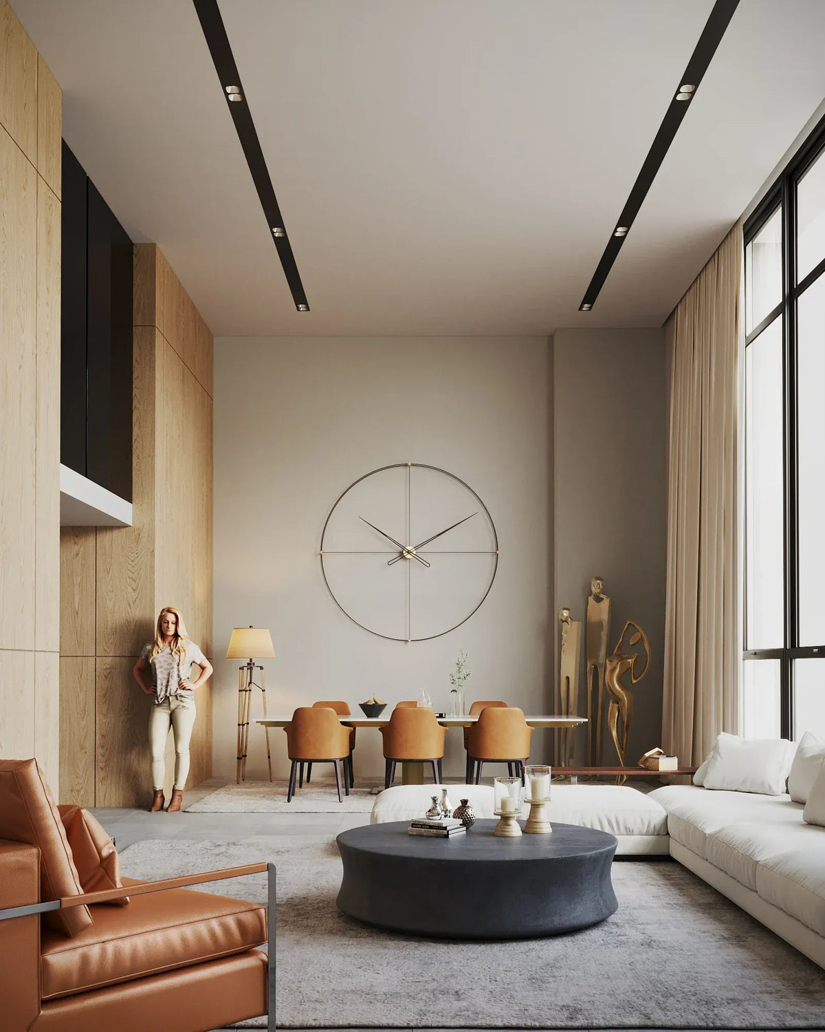 timeless large dev duvar saati