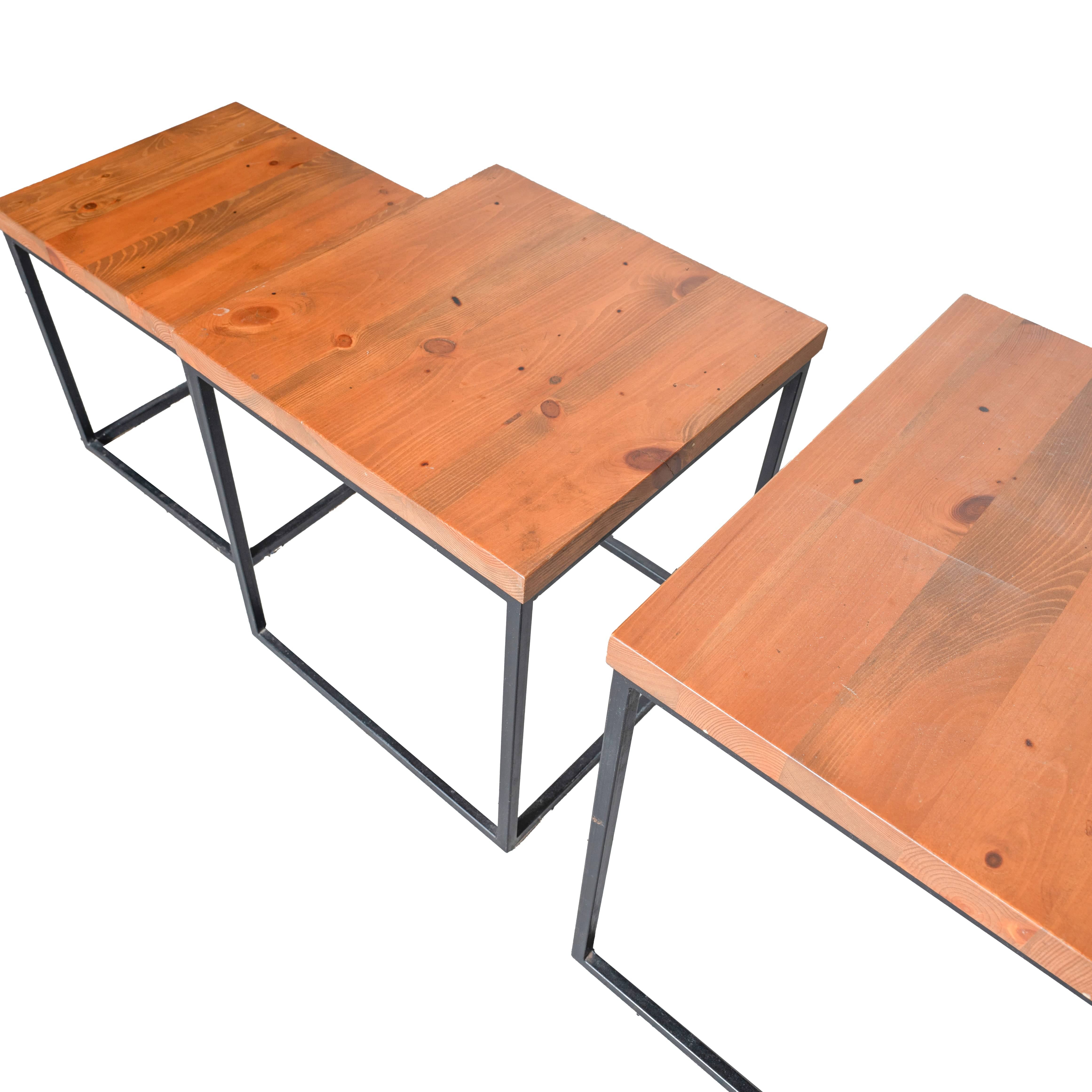 Towl Yan Sehpa Seti Ahşap Ceviz 10610