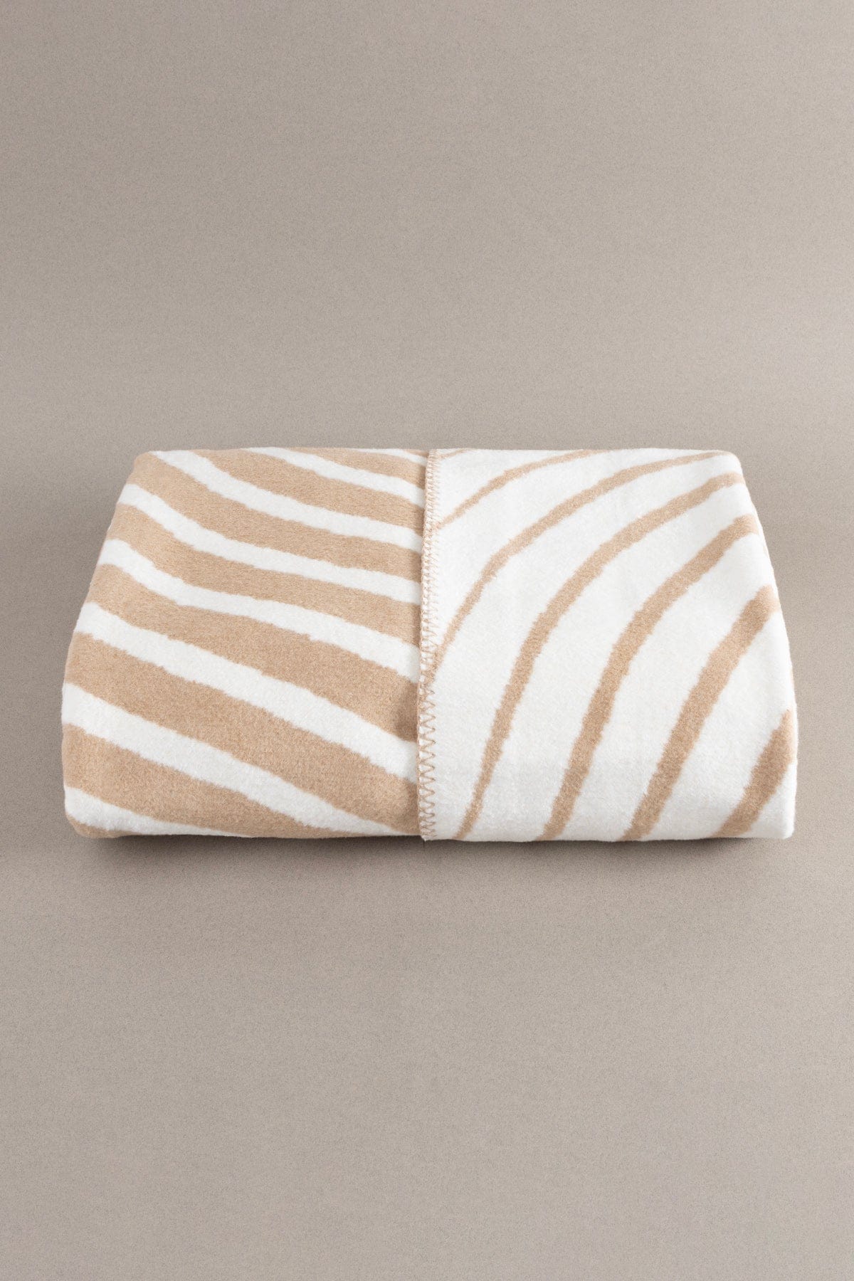 Twin Battaniye Soft Pamuklu Çift Kişilik Battaniye Kahve Krem 200 x 220 5036A