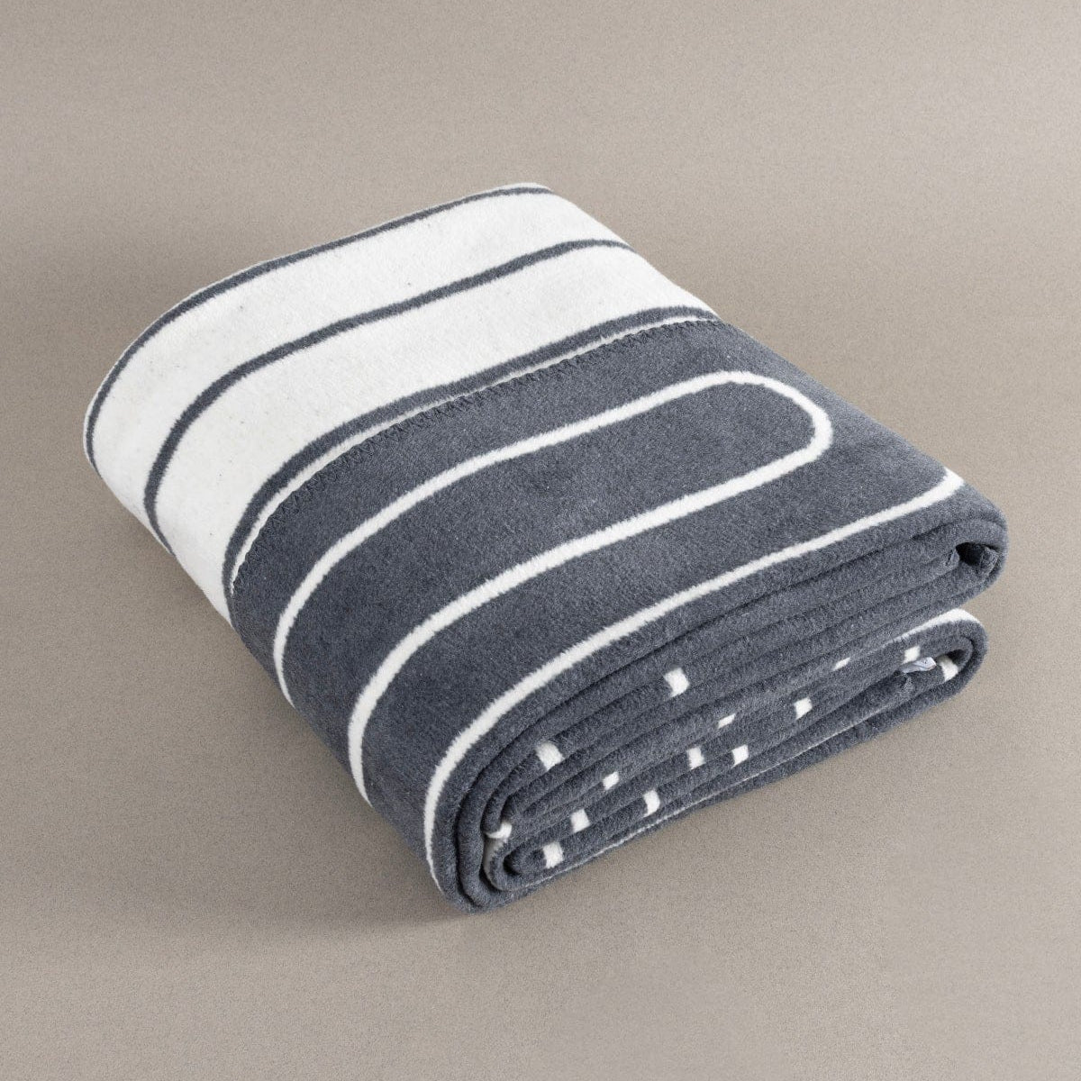 Twin Battaniye Soft Pamuklu Tek Kişilik Battaniye Antrasit Krem 150 x 200 5026A