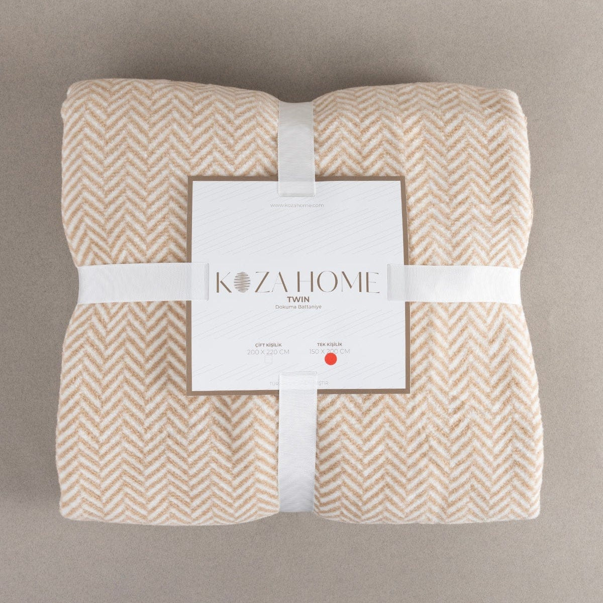Twin Battaniye Soft Pamuklu Tek Kişilik Battaniye Kahve Krem 150 x 200 5016A