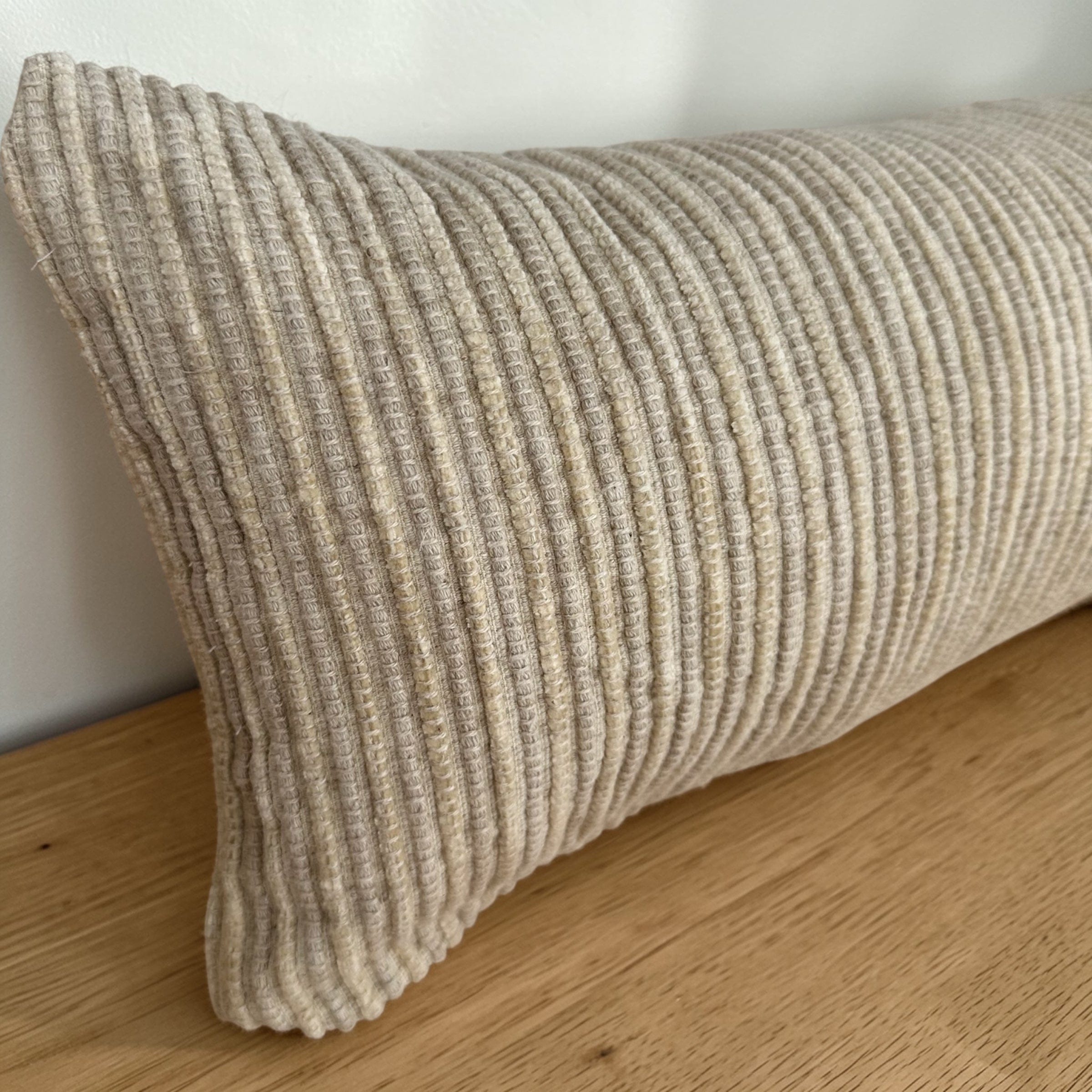 Wormy Cream Lumbar Cushion Cover