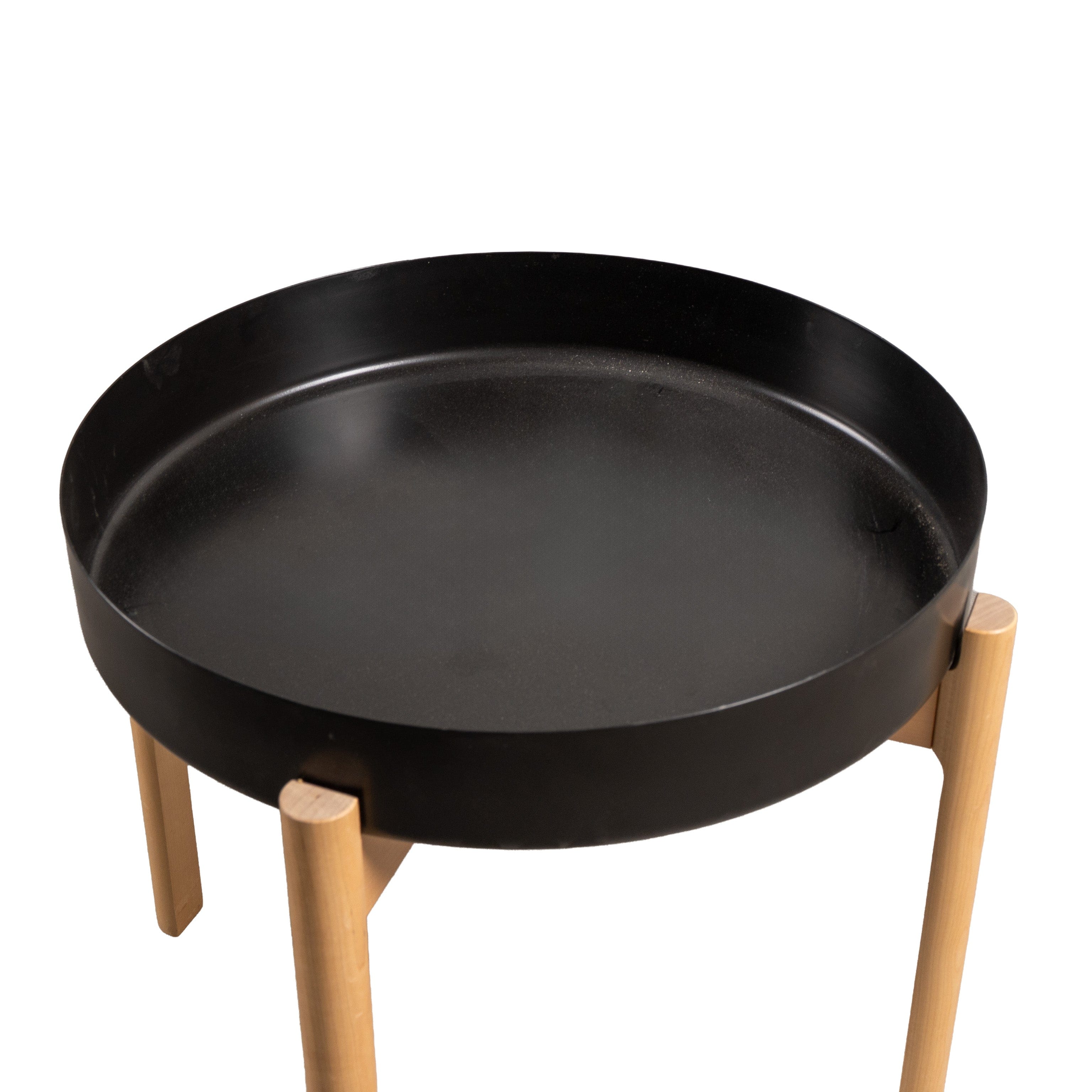 Yuvarlak Yan Sehpa Ahşap Siyah 11000