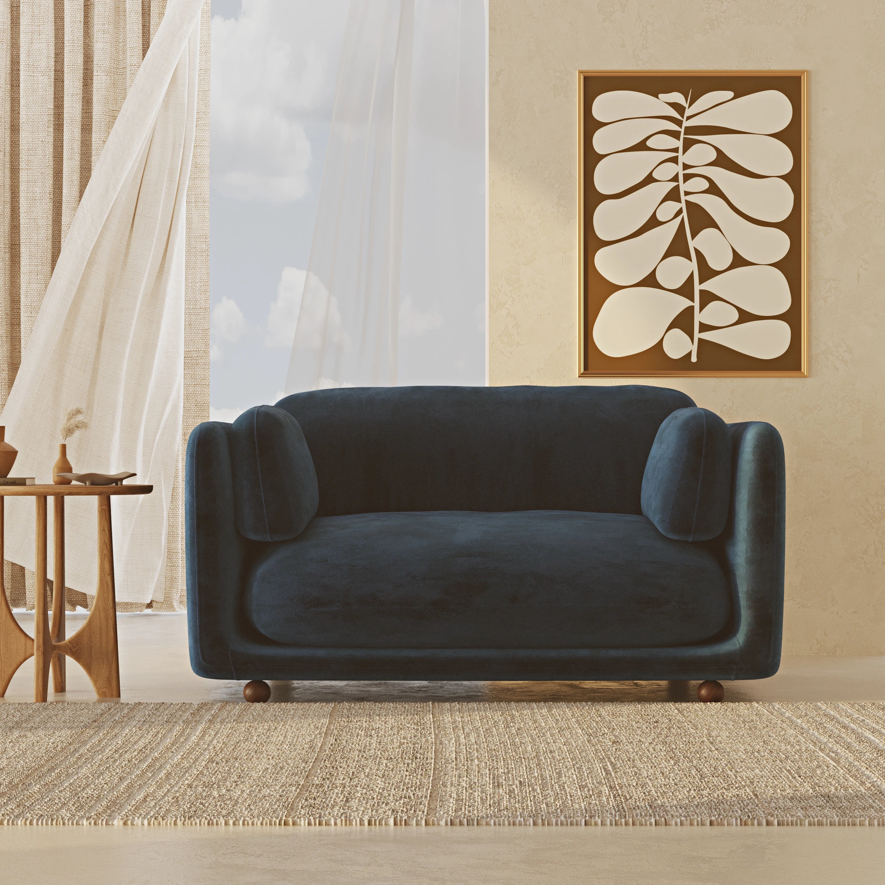 Flam Love Seat Dokuma Kadife Navy