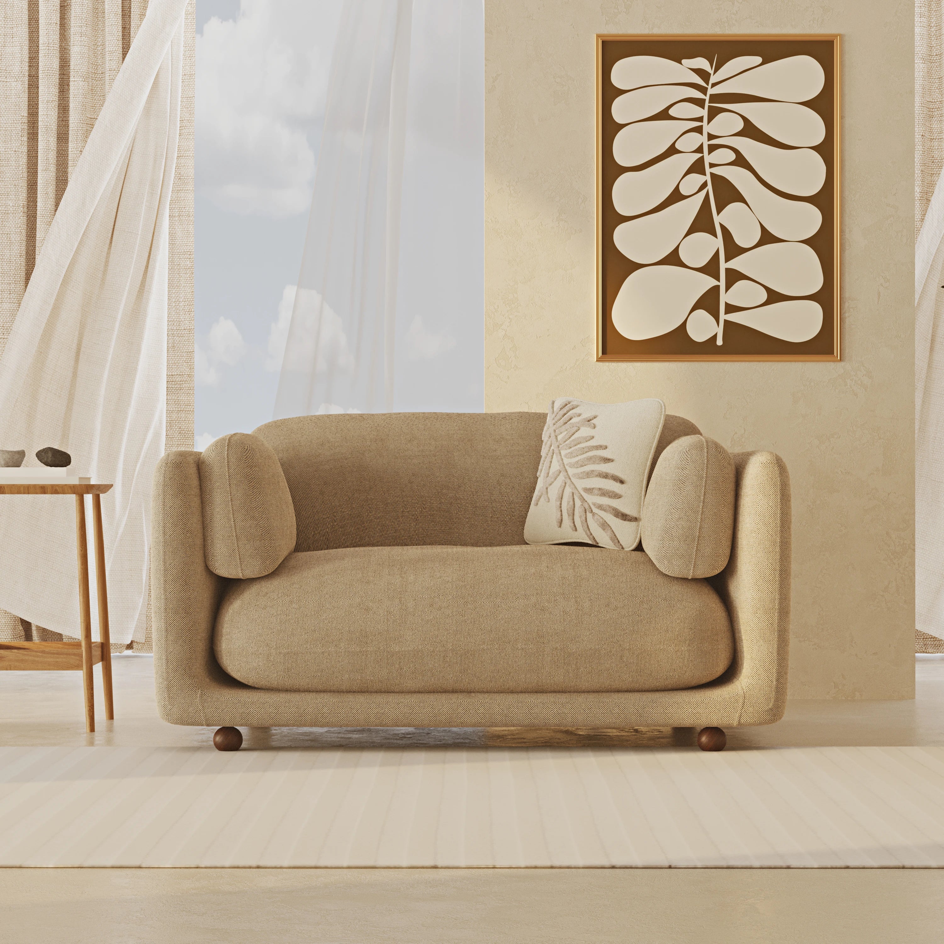 Flam Love Seat Dokuma Keten Natural