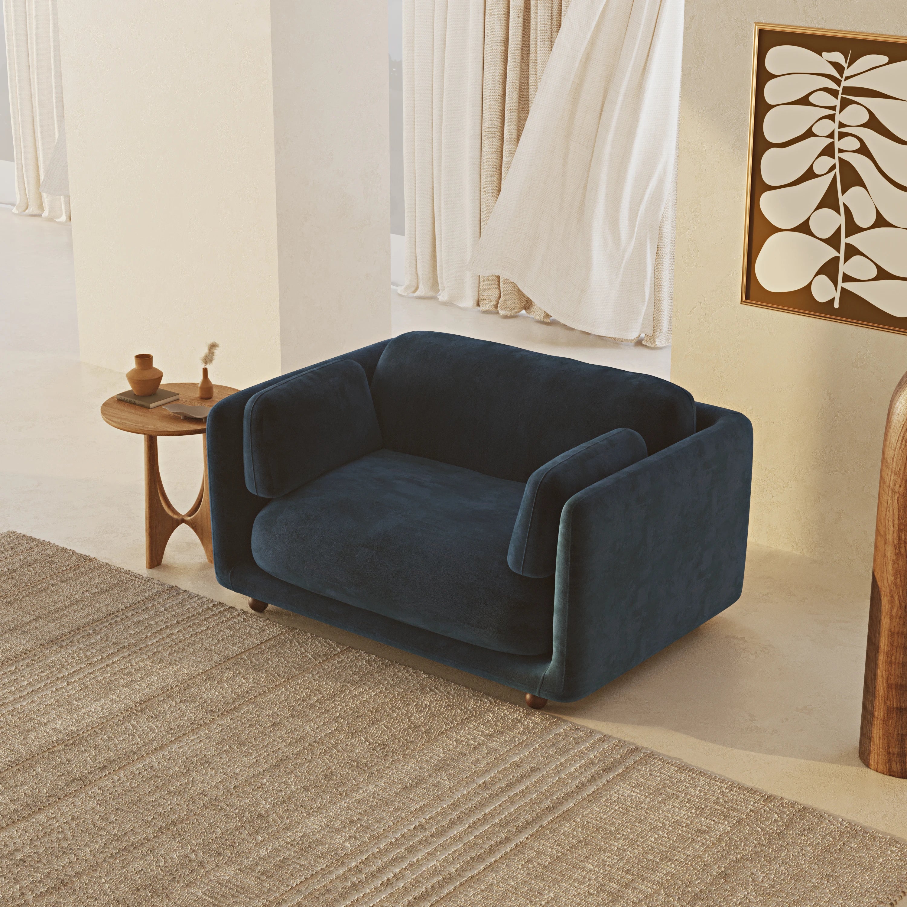 Flam Love Seat Dokuma Kadife Navy