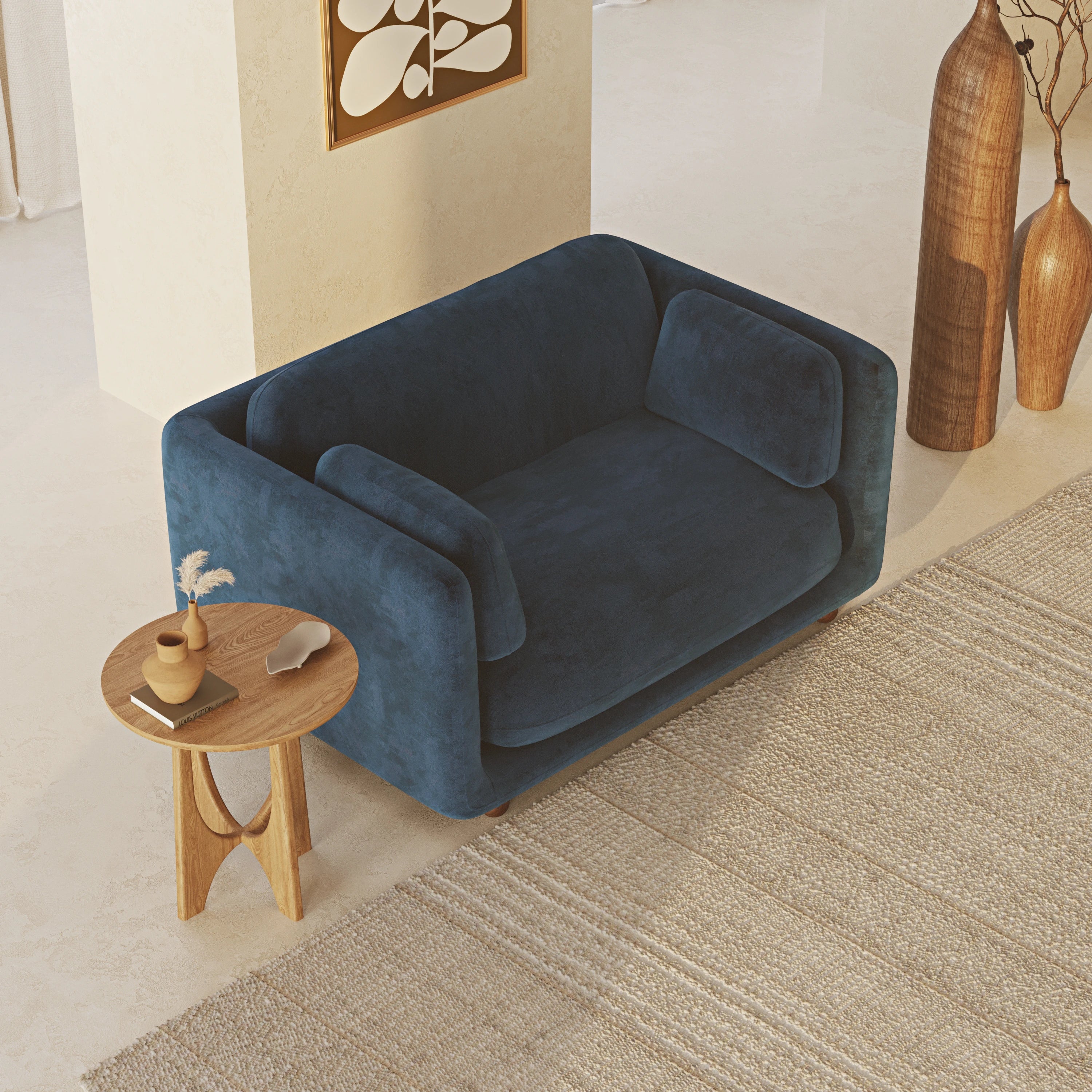 Flam Love Seat Dokuma Kadife Navy