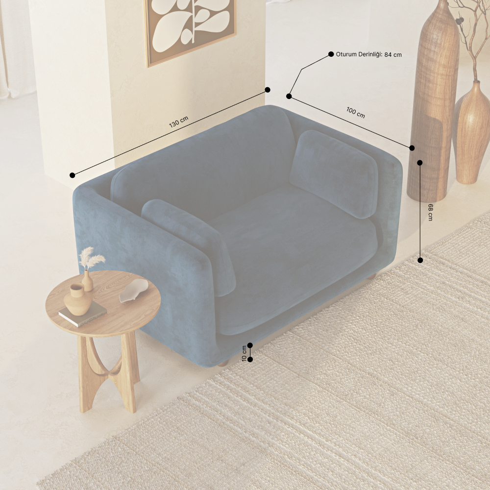 Flam Love Seat Dokuma Kadife Navy