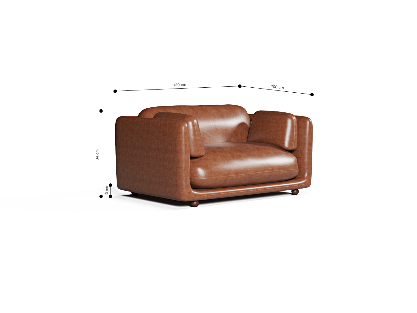 Flam Loveseat Deri Konyak