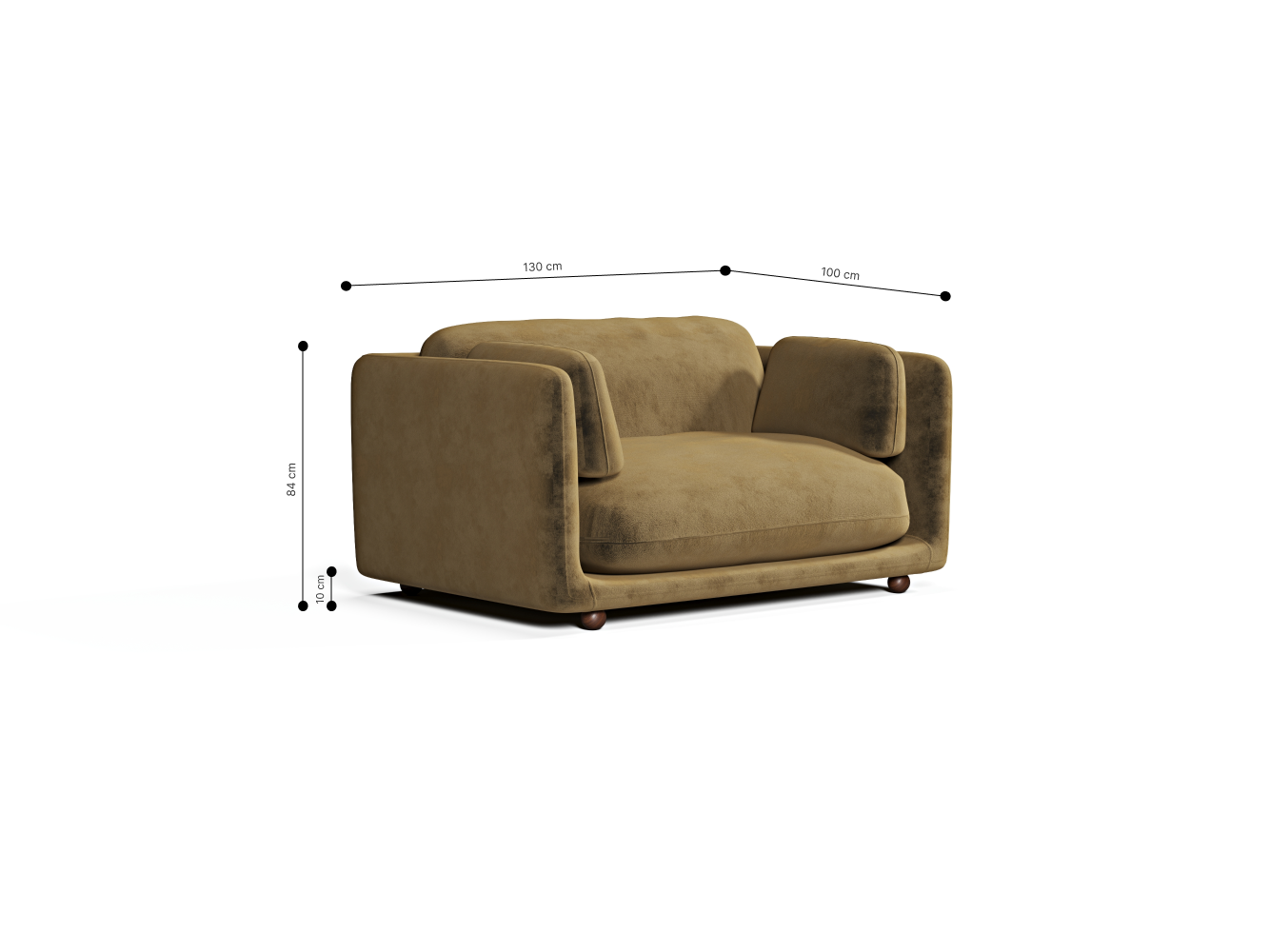 Flam Loveseat Kadife Haki