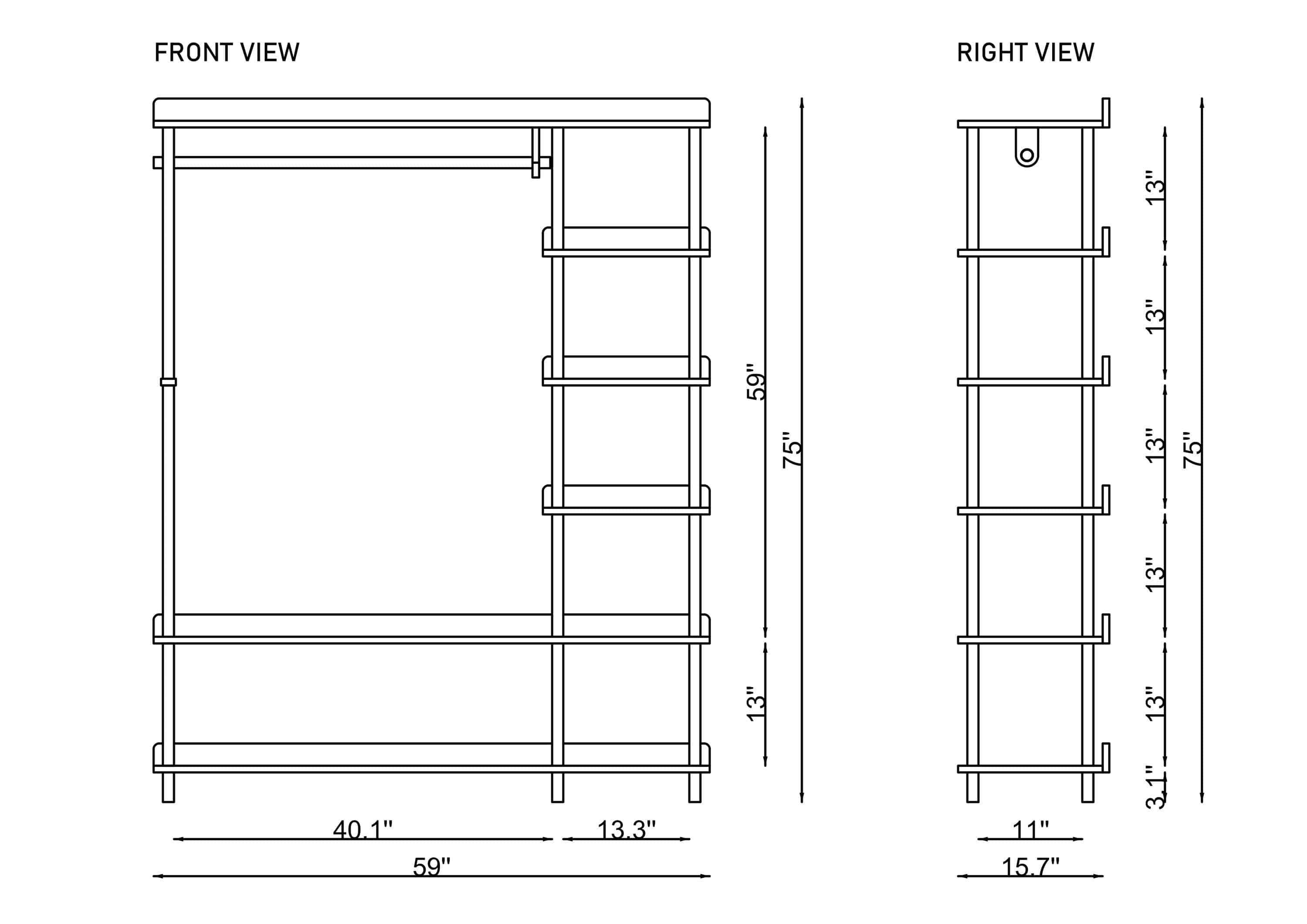 Open Wooden Wardrobe & Garment Rack
