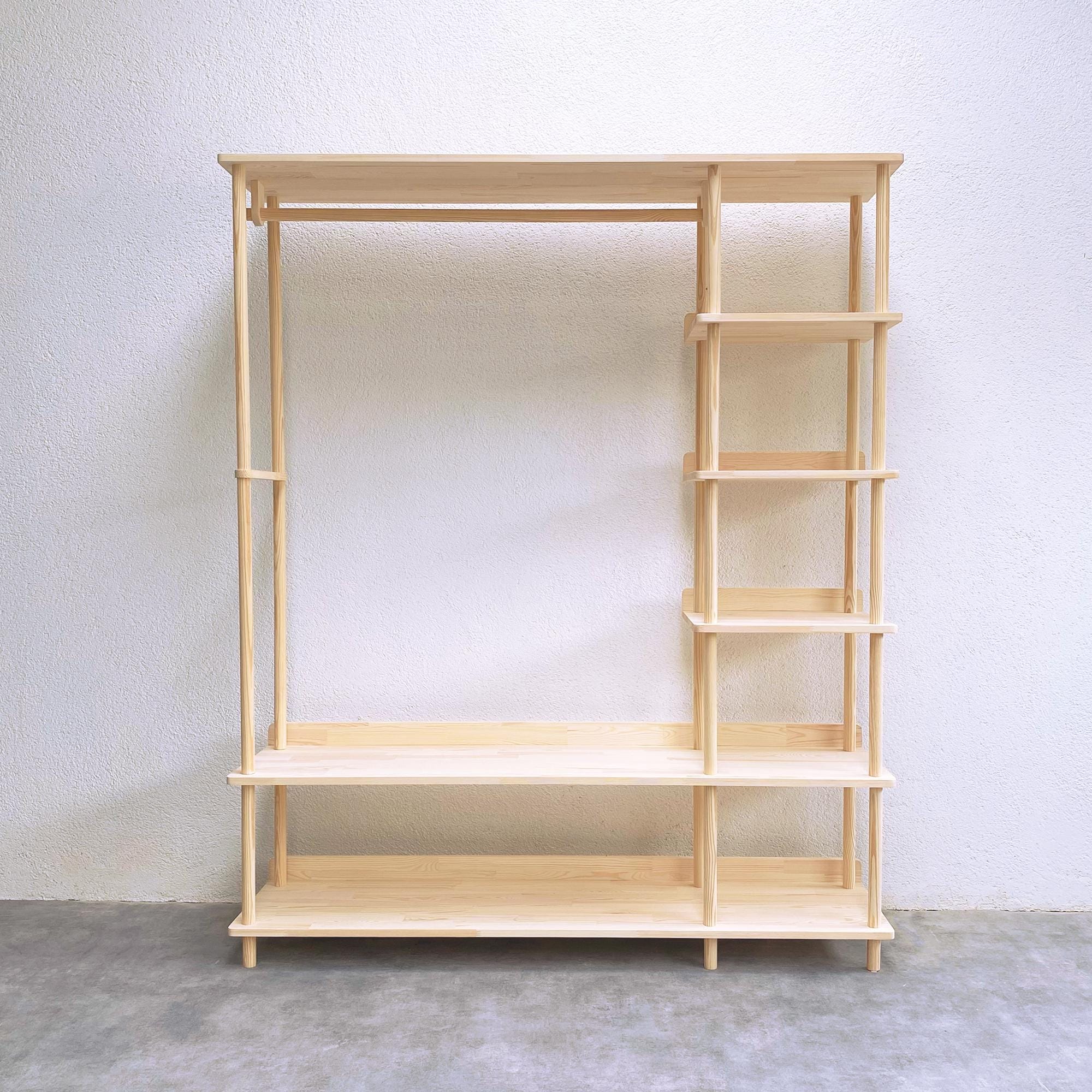 Open Wooden Wardrobe & Garment Rack