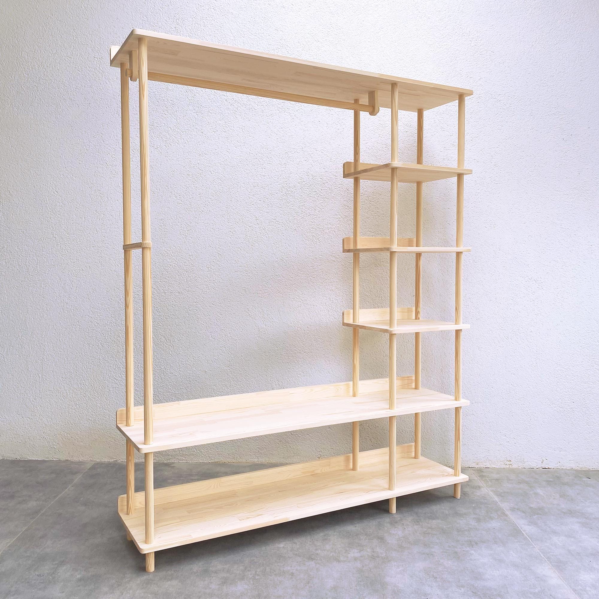 Open Wooden Wardrobe & Garment Rack