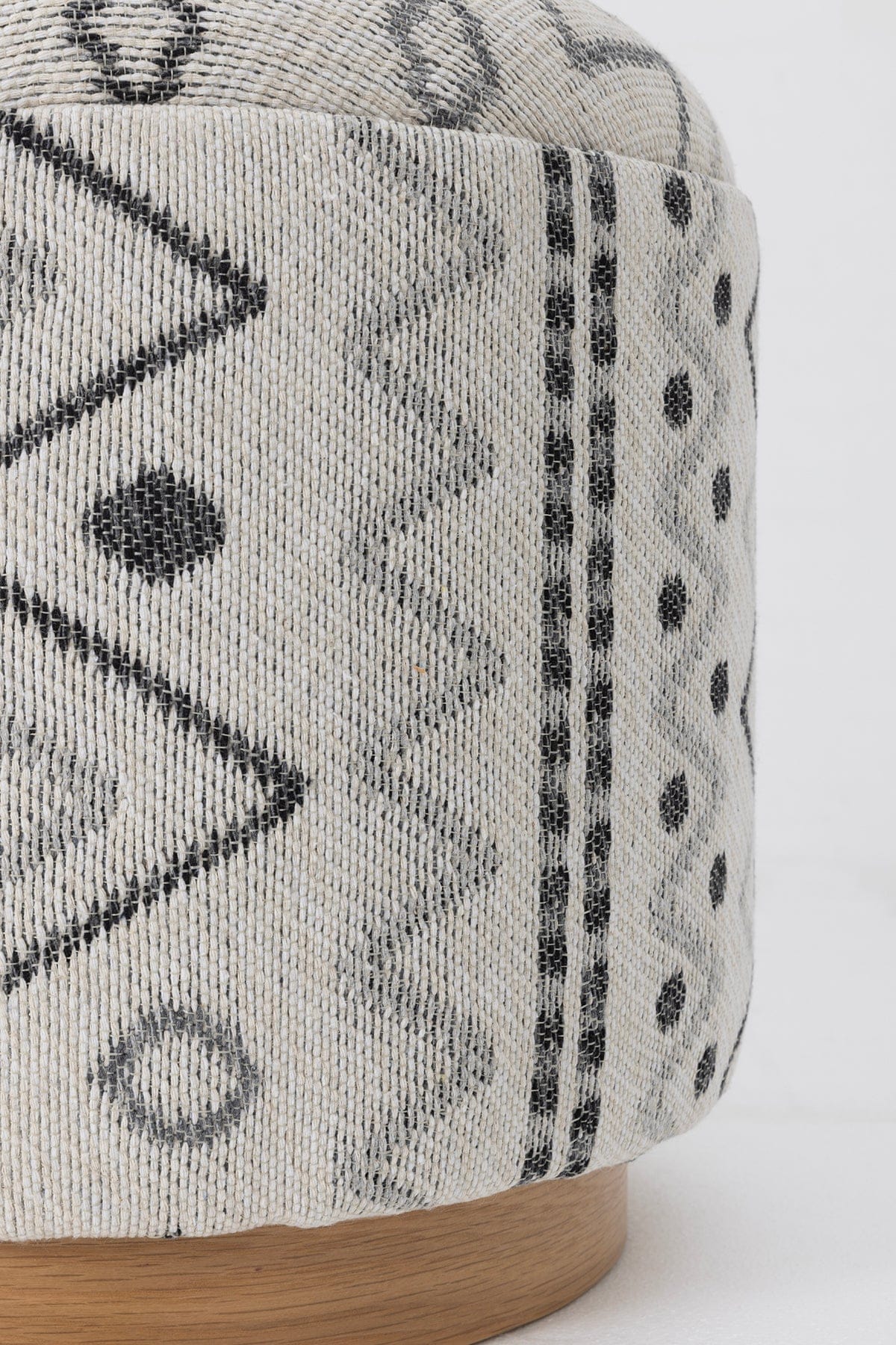 Bliss Grey Ethnic Patterned Cream Pouffe 45 X H 42 Cm 4280