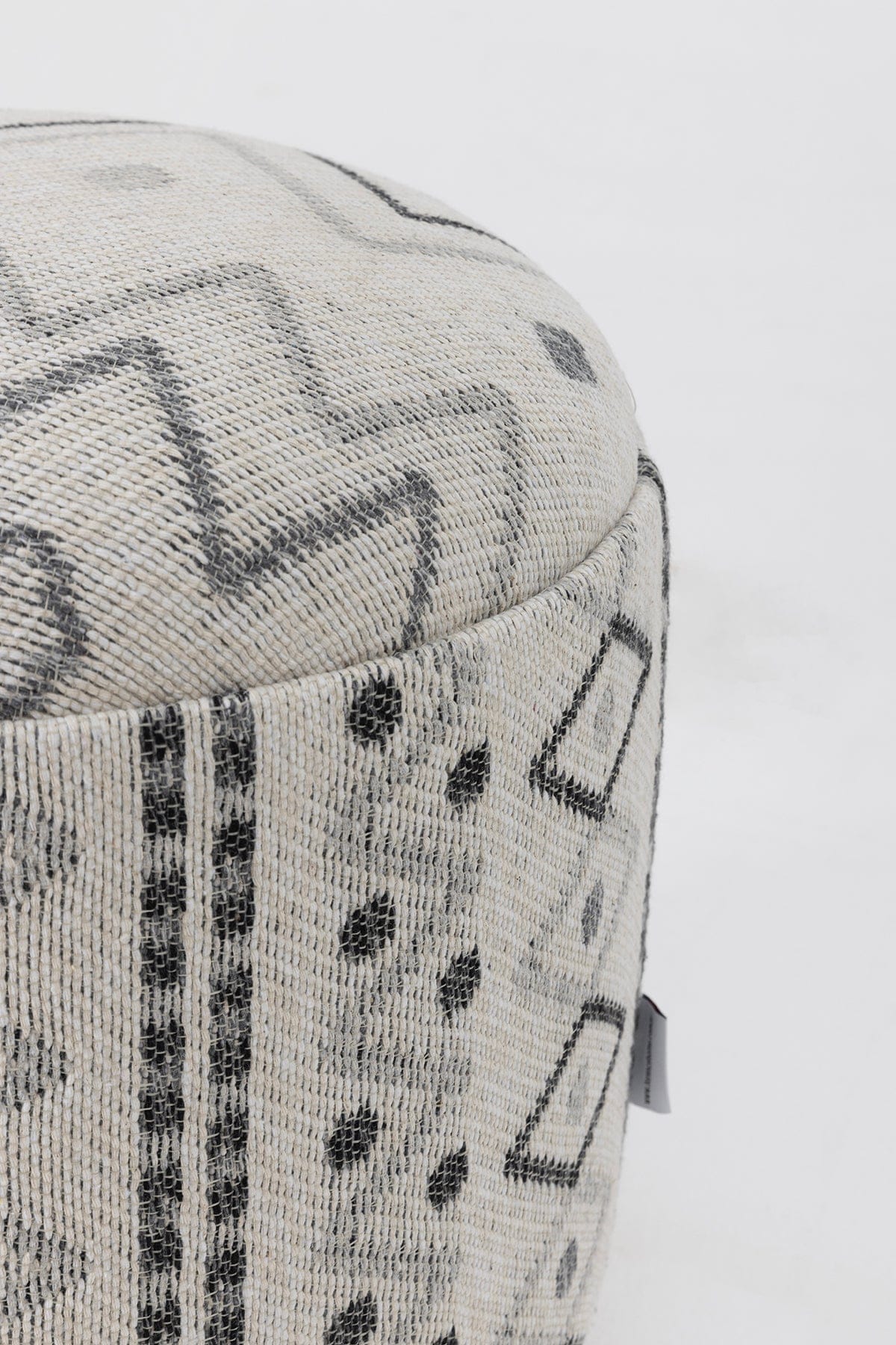 Bliss Grey Ethnic Patterned Cream Pouffe 45 X H 42 Cm 4280
