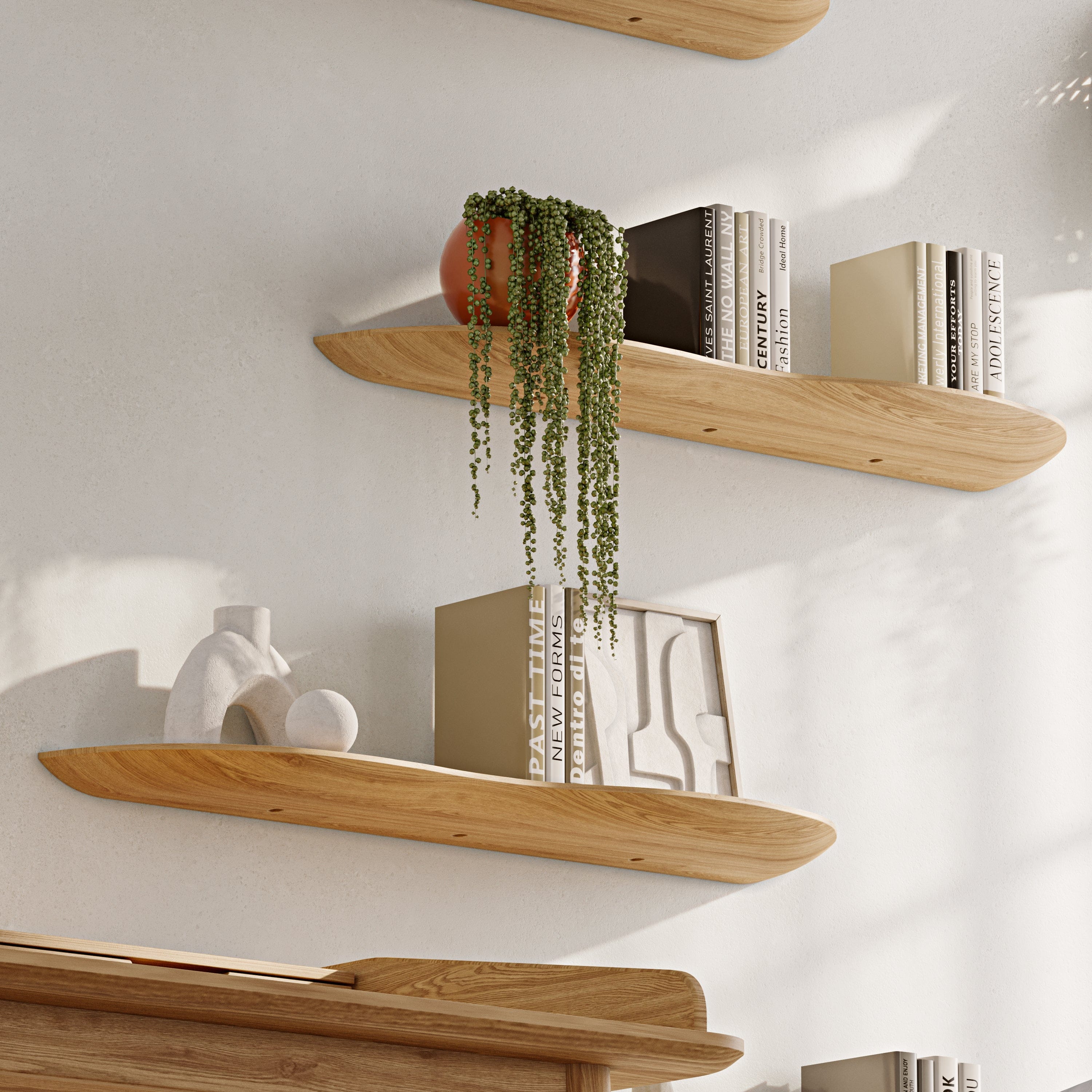 Blob Oak 80 cm Quadruple Shelf
